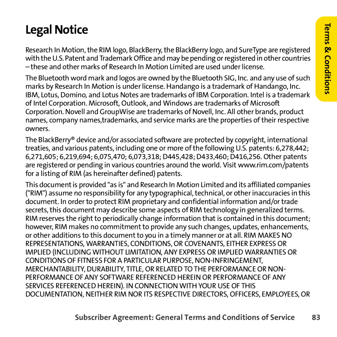 Sprint Nextel 8830 manual Legal Notice 