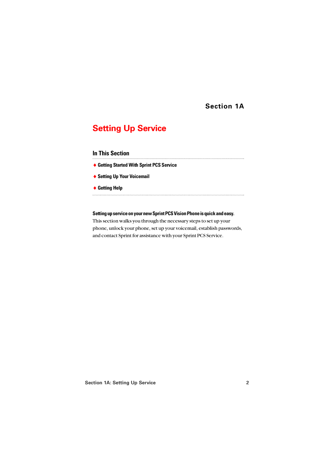 Sprint Nextel 8912 manual Setting Up Service 