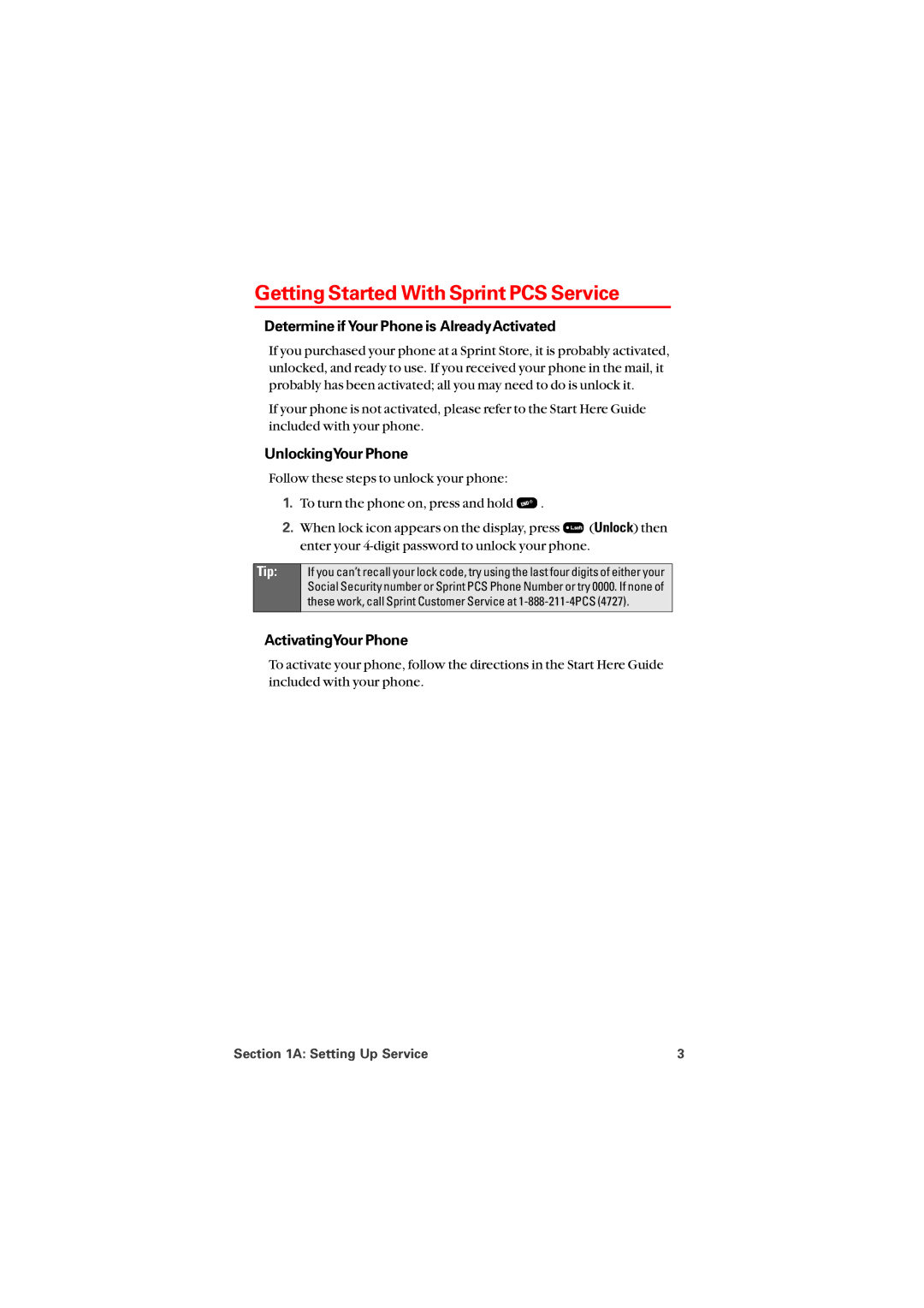 Sprint Nextel 8912 manual Getting Started With Sprint PCS Service, Determine if Your Phone is AlreadyActivated 