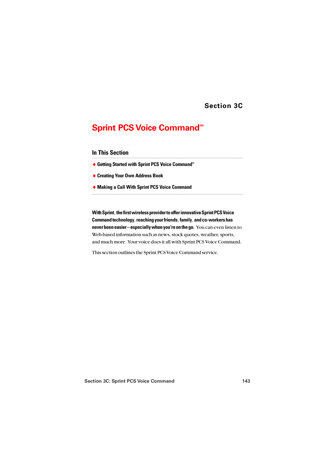 Sprint Nextel 8912 manual Sprint PCS Voice CommandSM, Sprint PCS Voice Command 143 