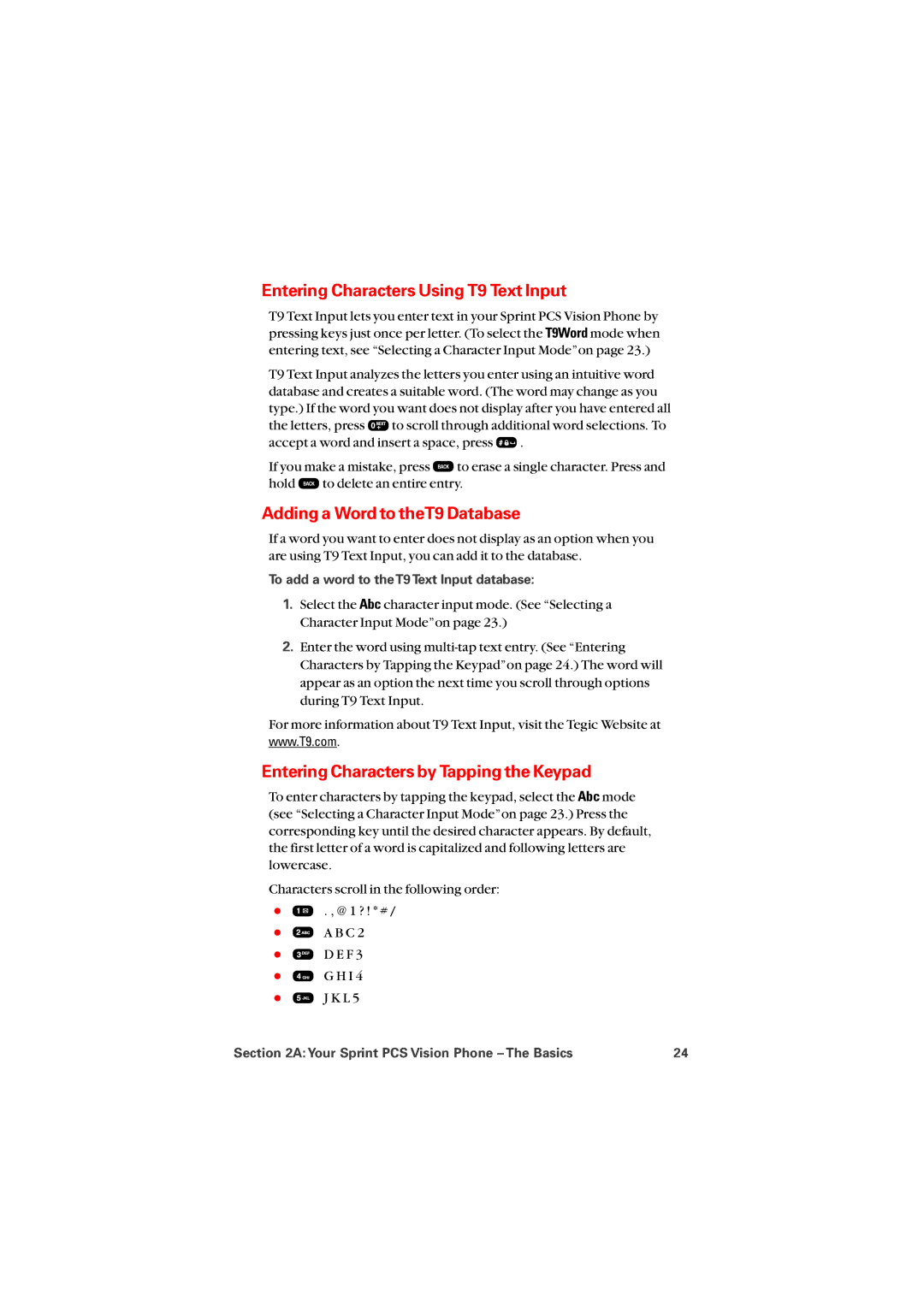 Sprint Nextel 8912 manual Entering Characters Using T9 Text Input, Adding a Word to theT9 Database 