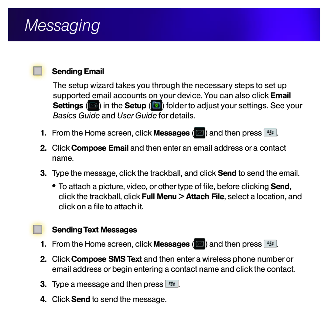 Sprint Nextel 9630 manual Messaging, Type a message and then press Click Send to send the message 