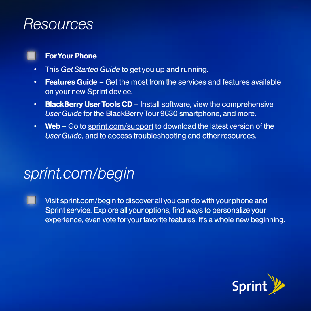 Sprint Nextel 9630 manual Resources 