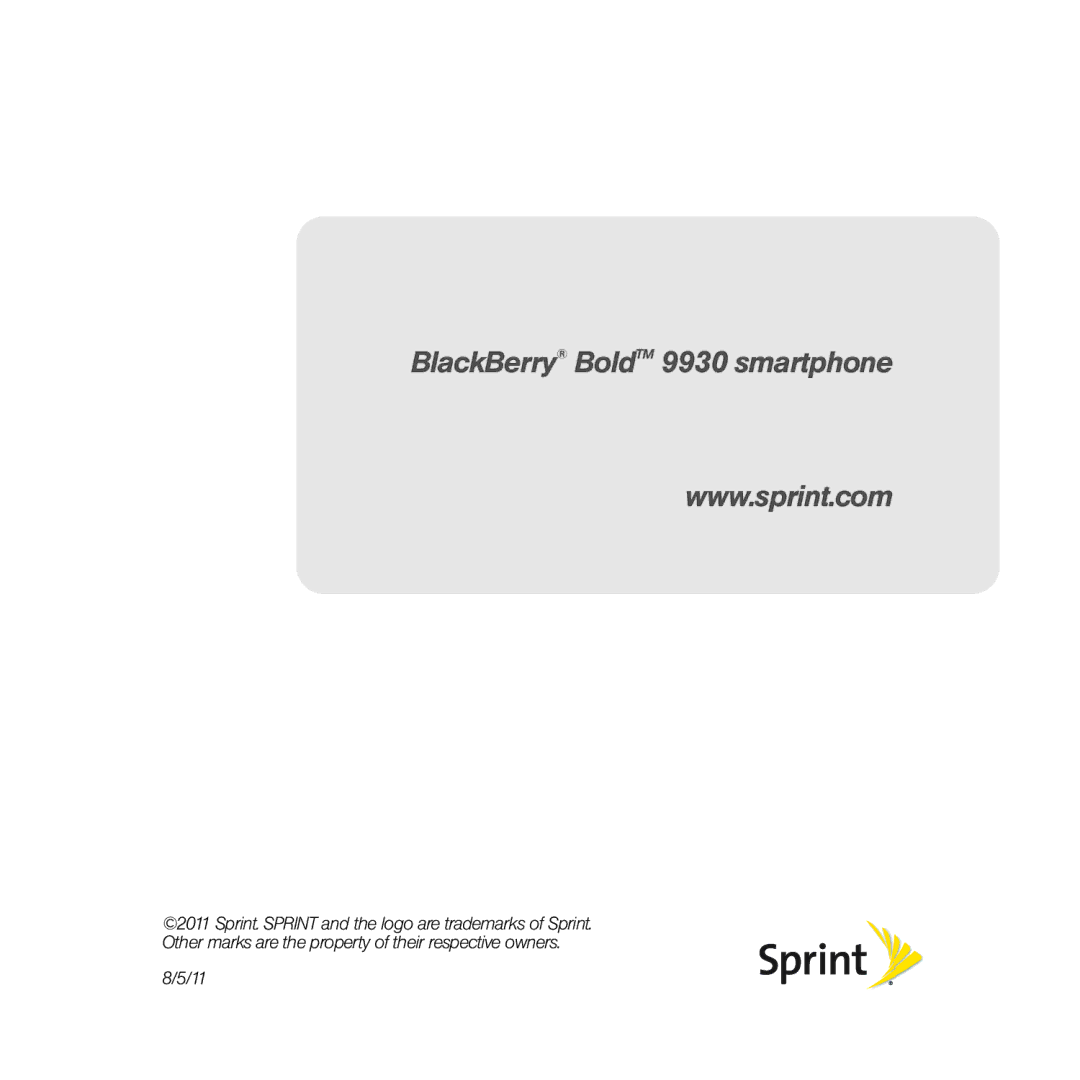 Sprint Nextel manual BlackBerry BoldTM 9930 smartphone 