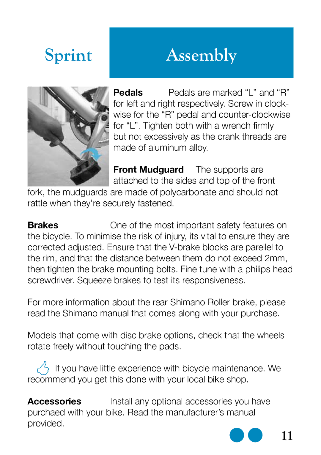 Sprint Nextel Bike user manual Sprint Assembly 