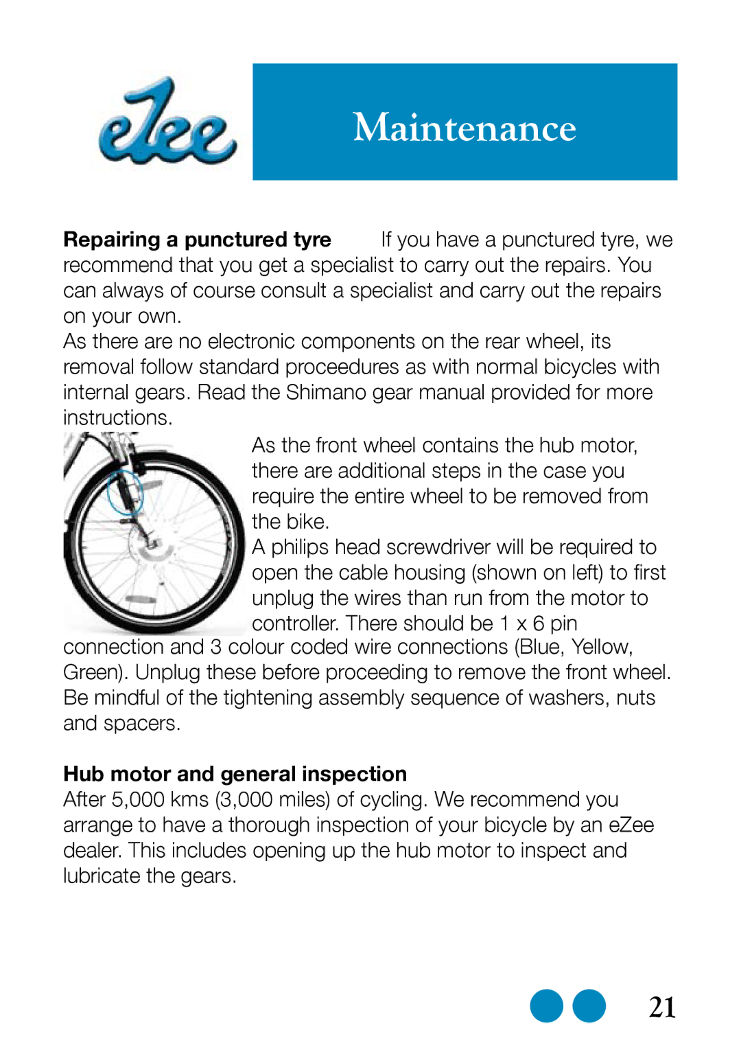 Sprint Nextel Bike user manual Hub motor and general inspection 