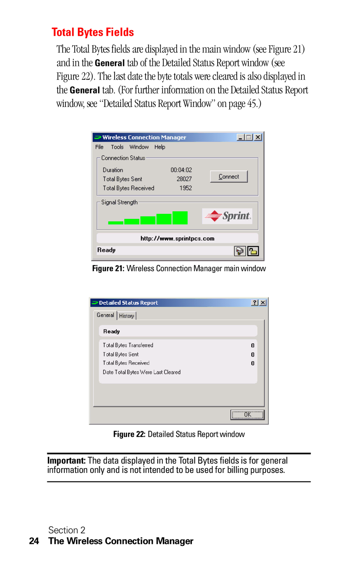 Sprint Nextel C201 manual Total Bytes Fields, Detailed Status Report window 