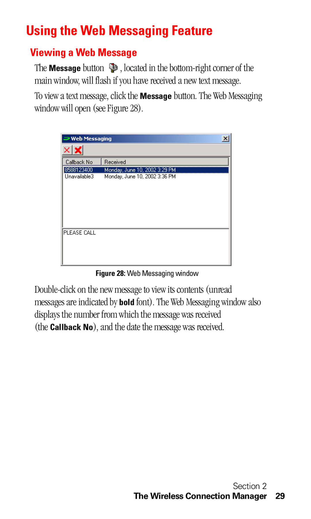 Sprint Nextel C201 manual Using the Web Messaging Feature, Viewing a Web Message 