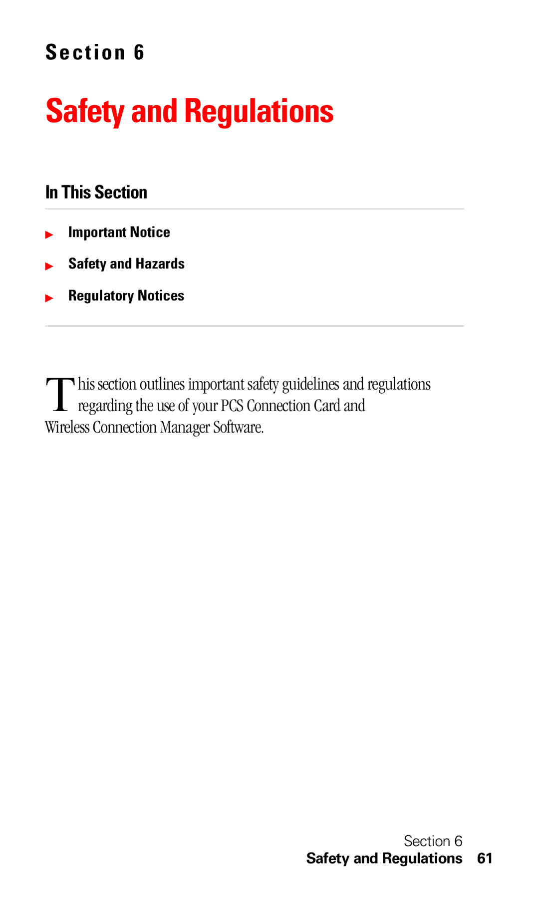 Sprint Nextel C201 manual Safety and Regulations, Wireless Connection Manager Software 