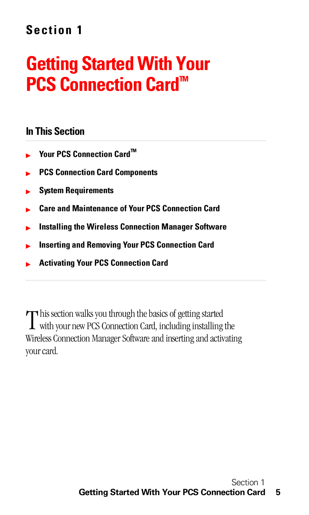 Sprint Nextel C201 manual Getting Started With Your PCS Connection CardTM 