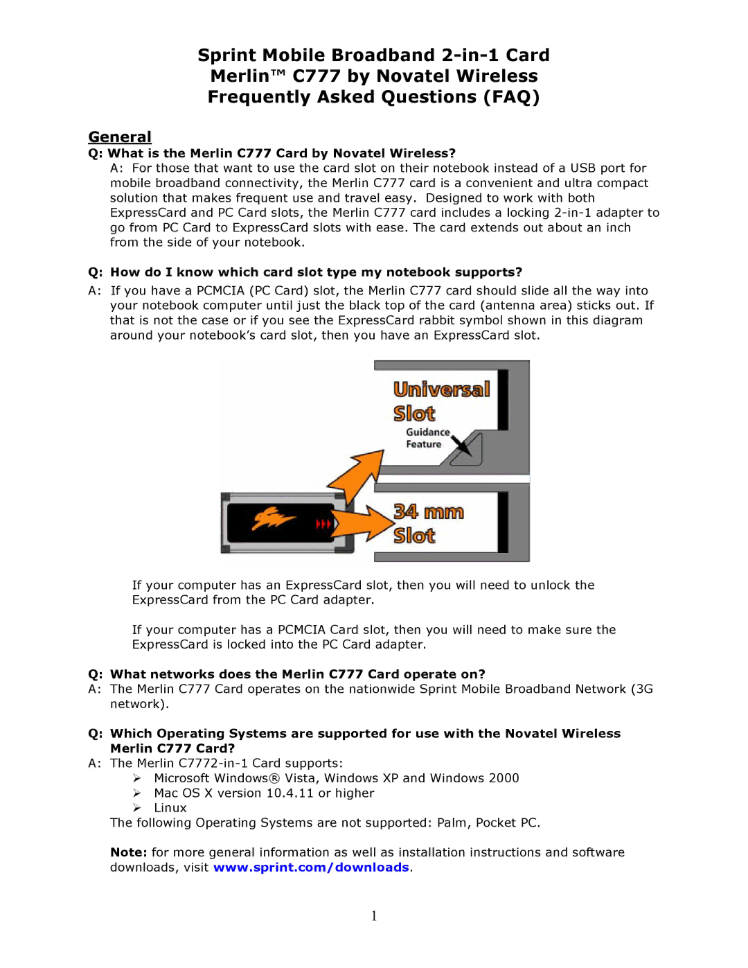 Sprint Nextel c7777 installation instructions General 