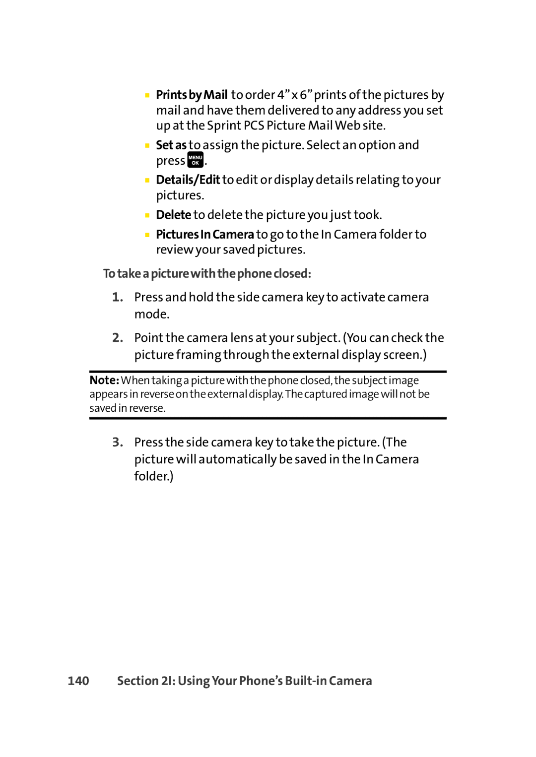 Sprint Nextel Cell Phone manual Totakeapicturewiththephoneclosed 