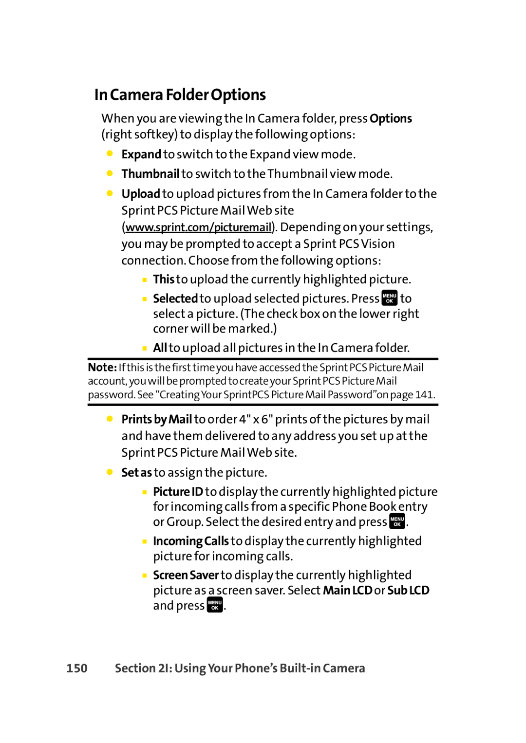 Sprint Nextel Cell Phone manual Camera Folder Options 