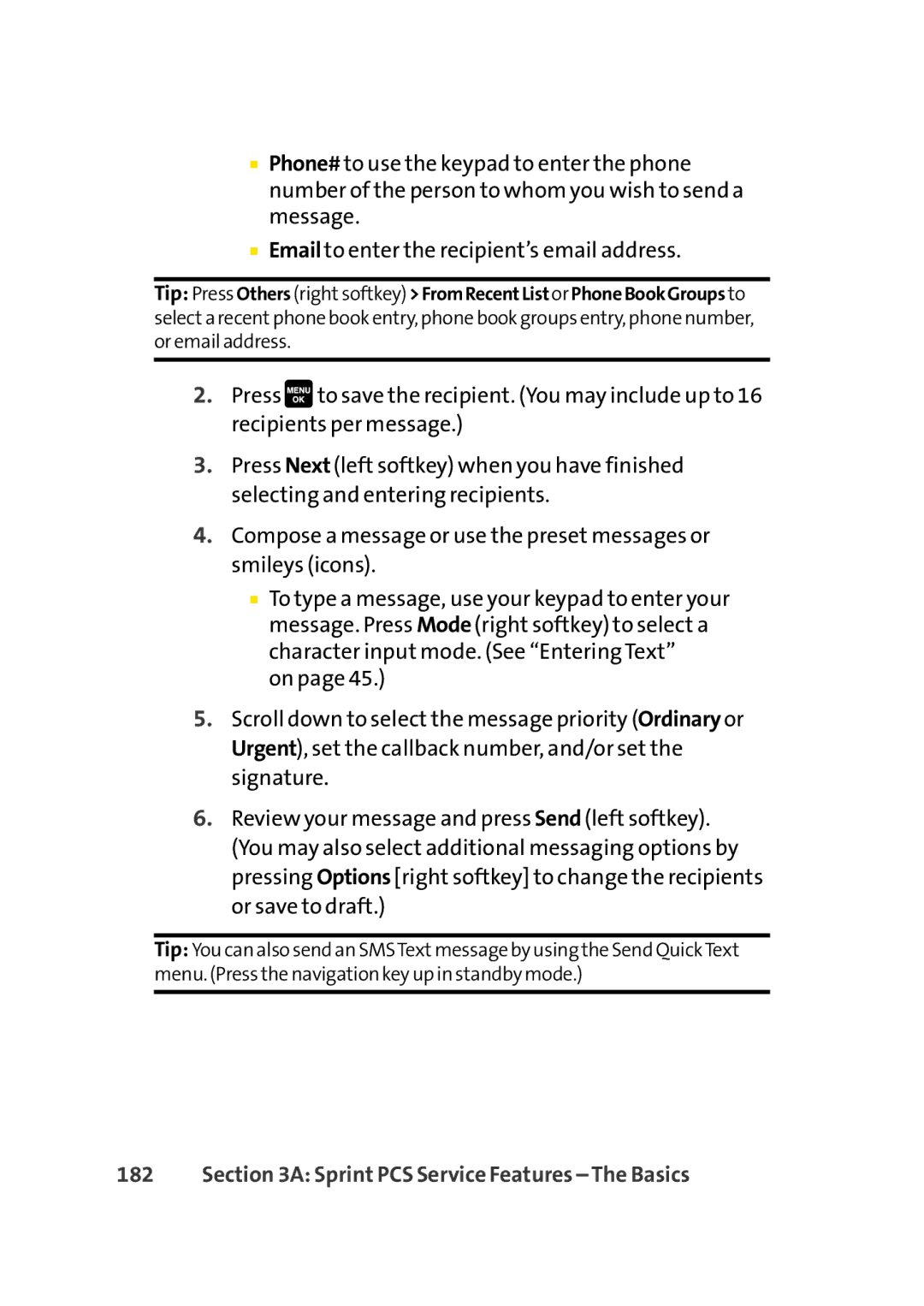 Sprint Nextel Cell Phone manual Sprint PCS Service Features The Basics 