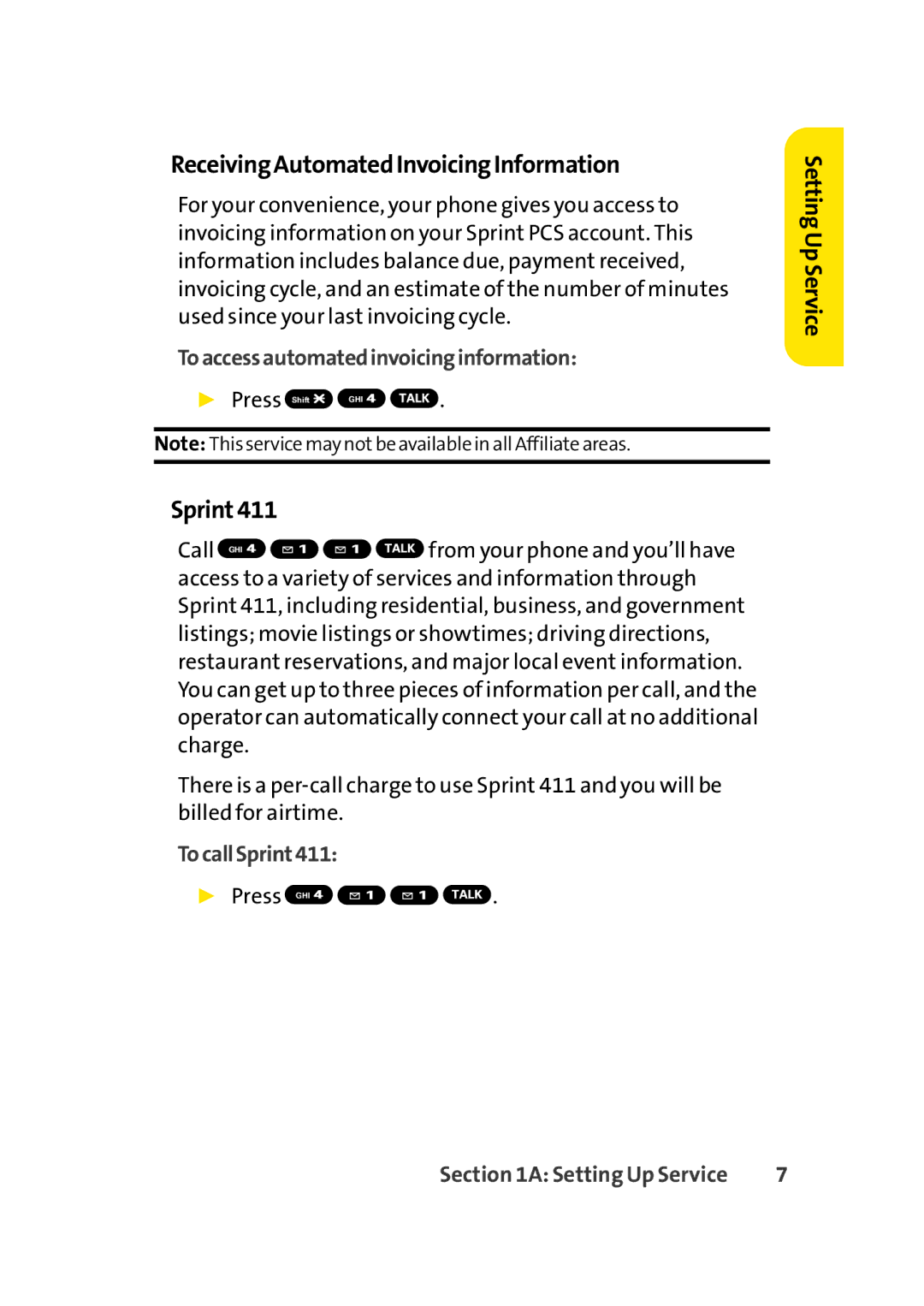 Sprint Nextel Cell Phone manual ReceivingAutomatedInvoicingInformation, Sprint411, Toaccessautomatedinvoicinginformation 