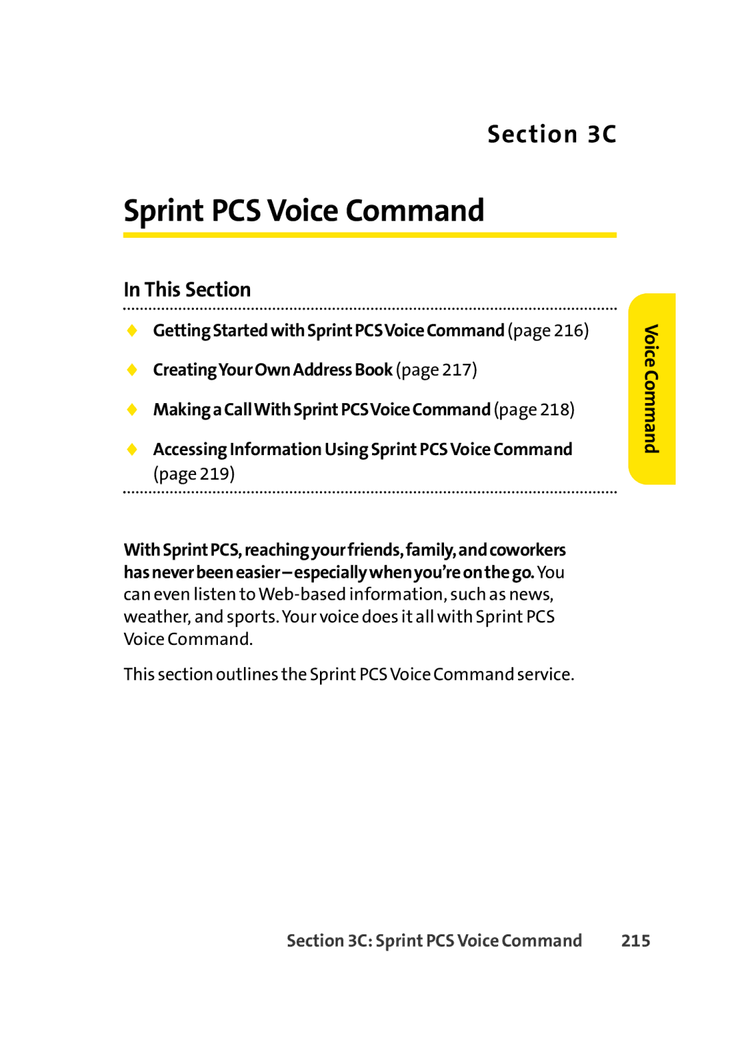 Sprint Nextel Cell Phone manual Sprint PCS Voice Command, 215 