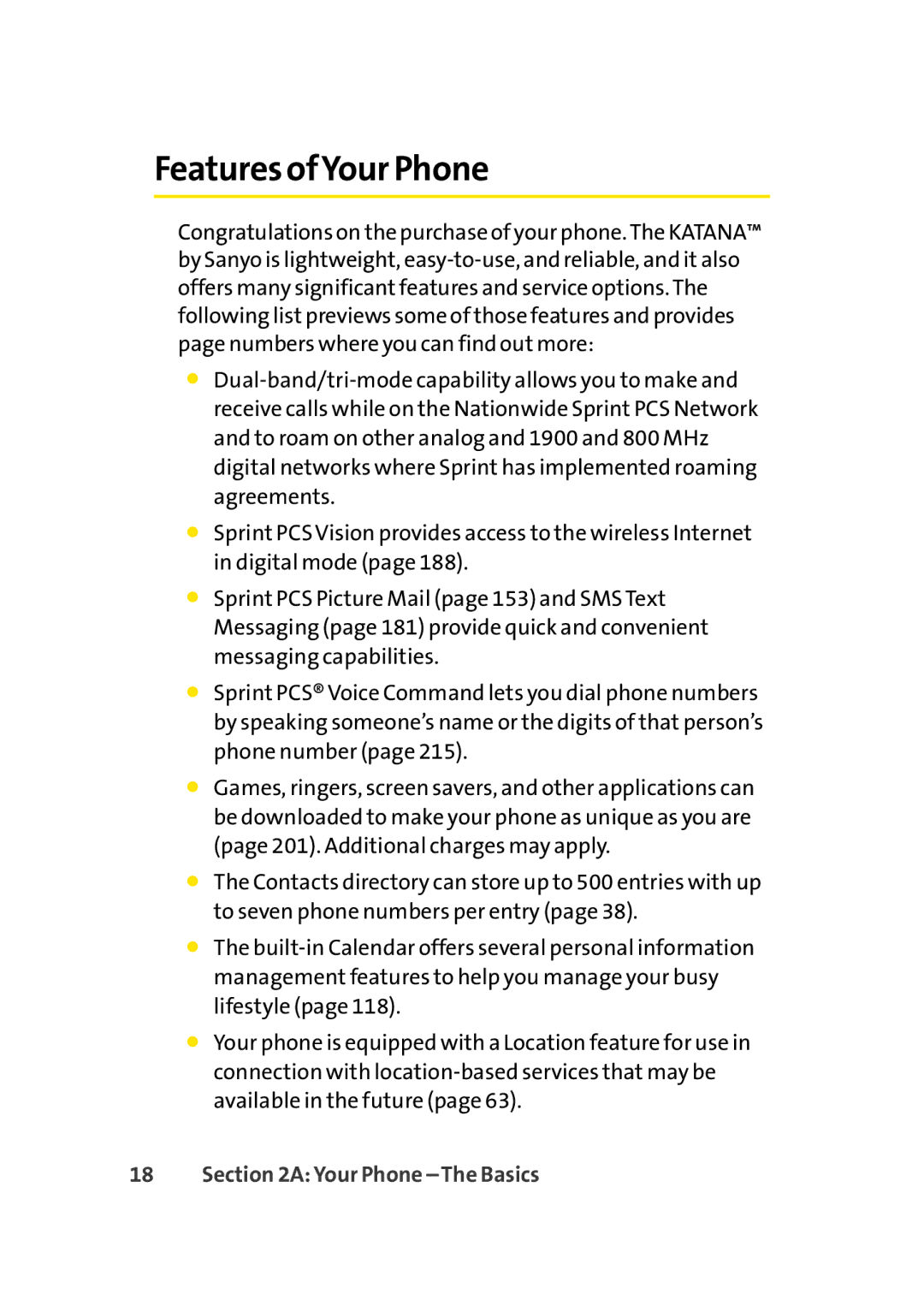 Sprint Nextel Cell Phone manual Features ofYour Phone 