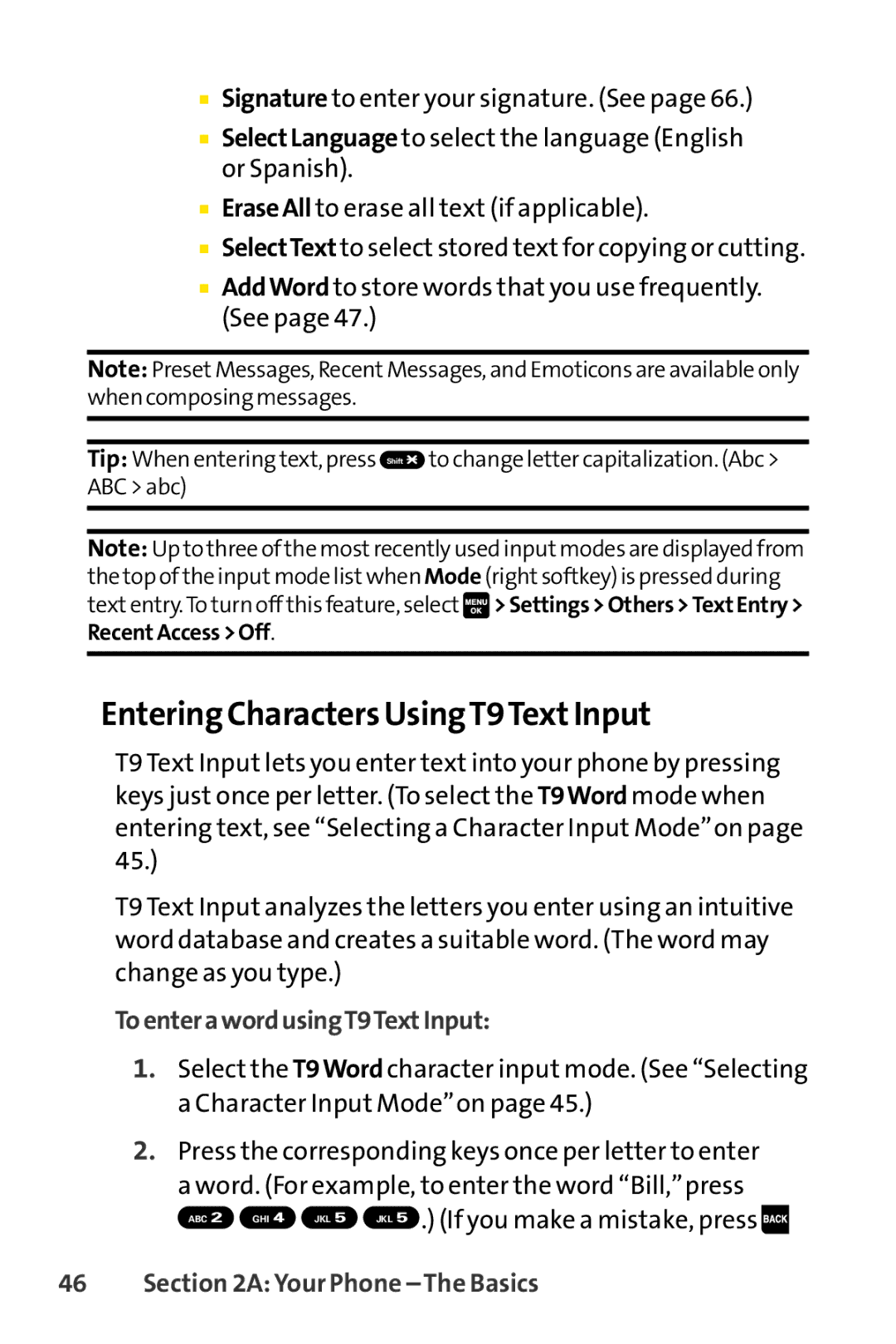 Sprint Nextel Cell Phone manual Entering Characters UsingT9TextInput, ToenterawordusingT9TextInput 