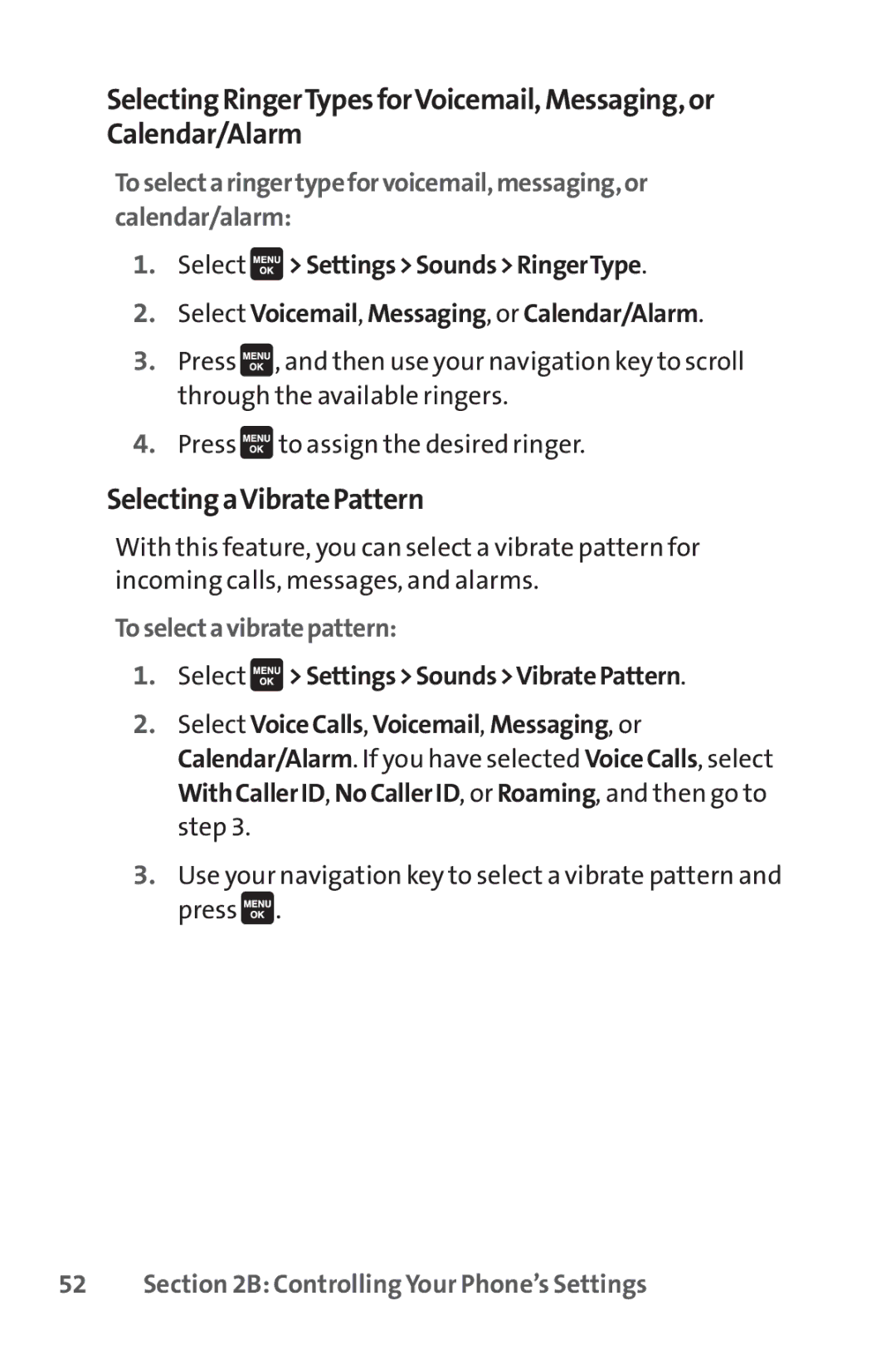 Sprint Nextel Cell Phone manual Selecting aVibrate Pattern, Toselectavibrate pattern 