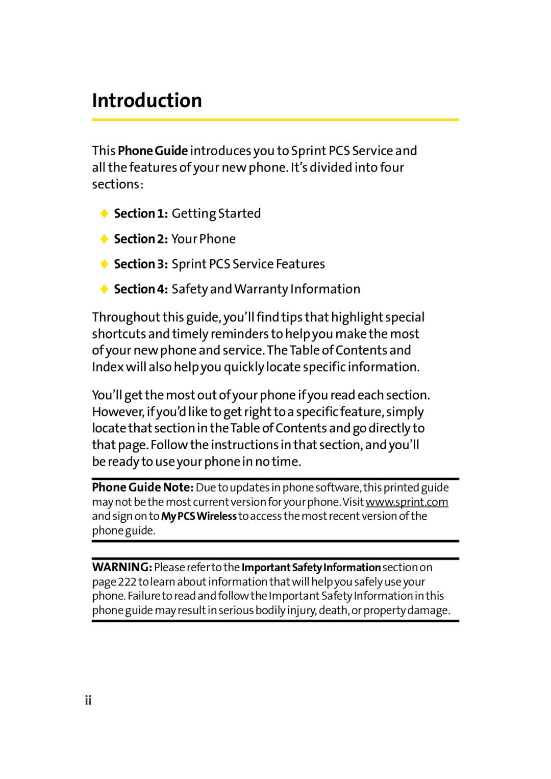 Sprint Nextel Cell Phone manual Introduction, Your Phone 