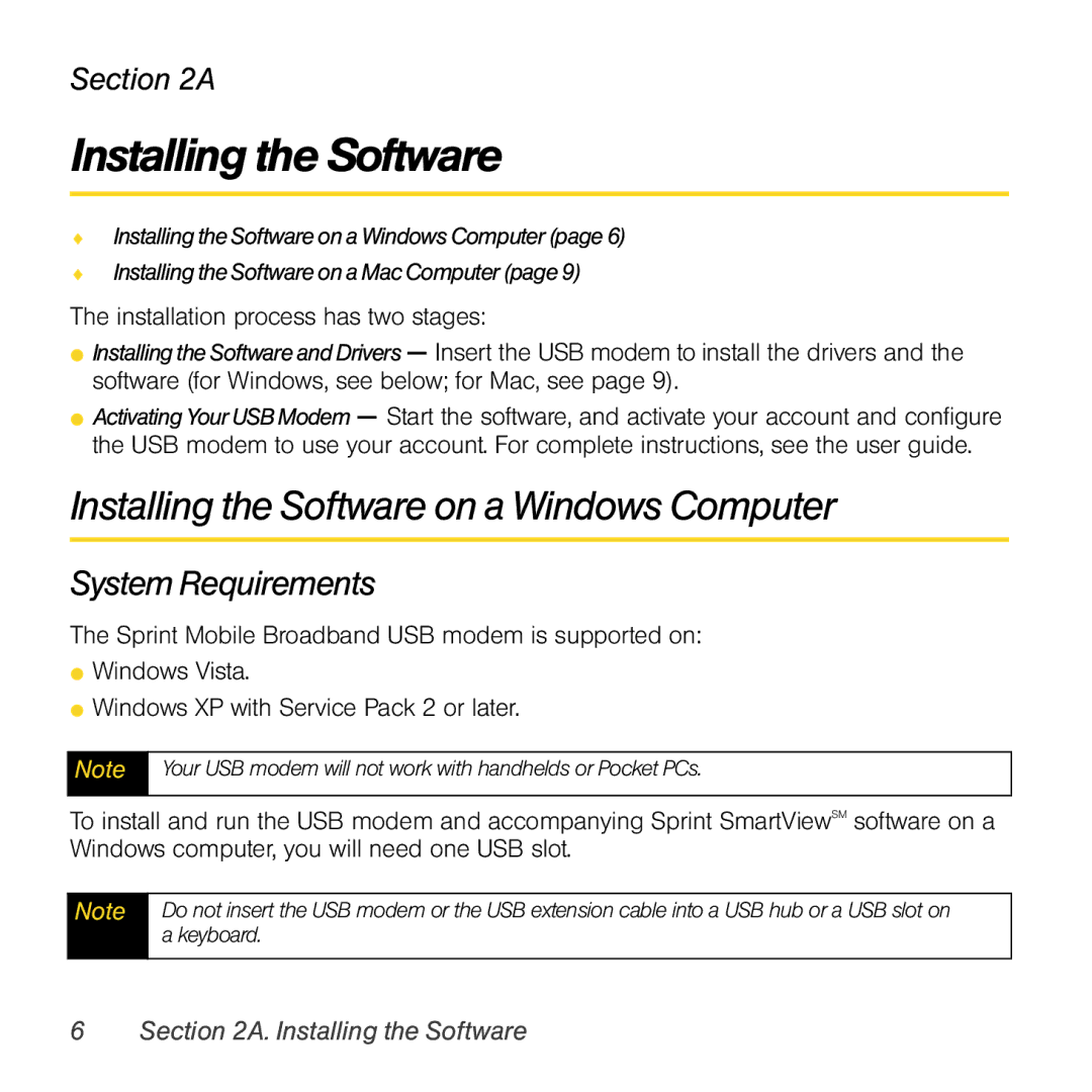 Sprint Nextel Compass 597 manual Installing the Software on a Windows Computer 