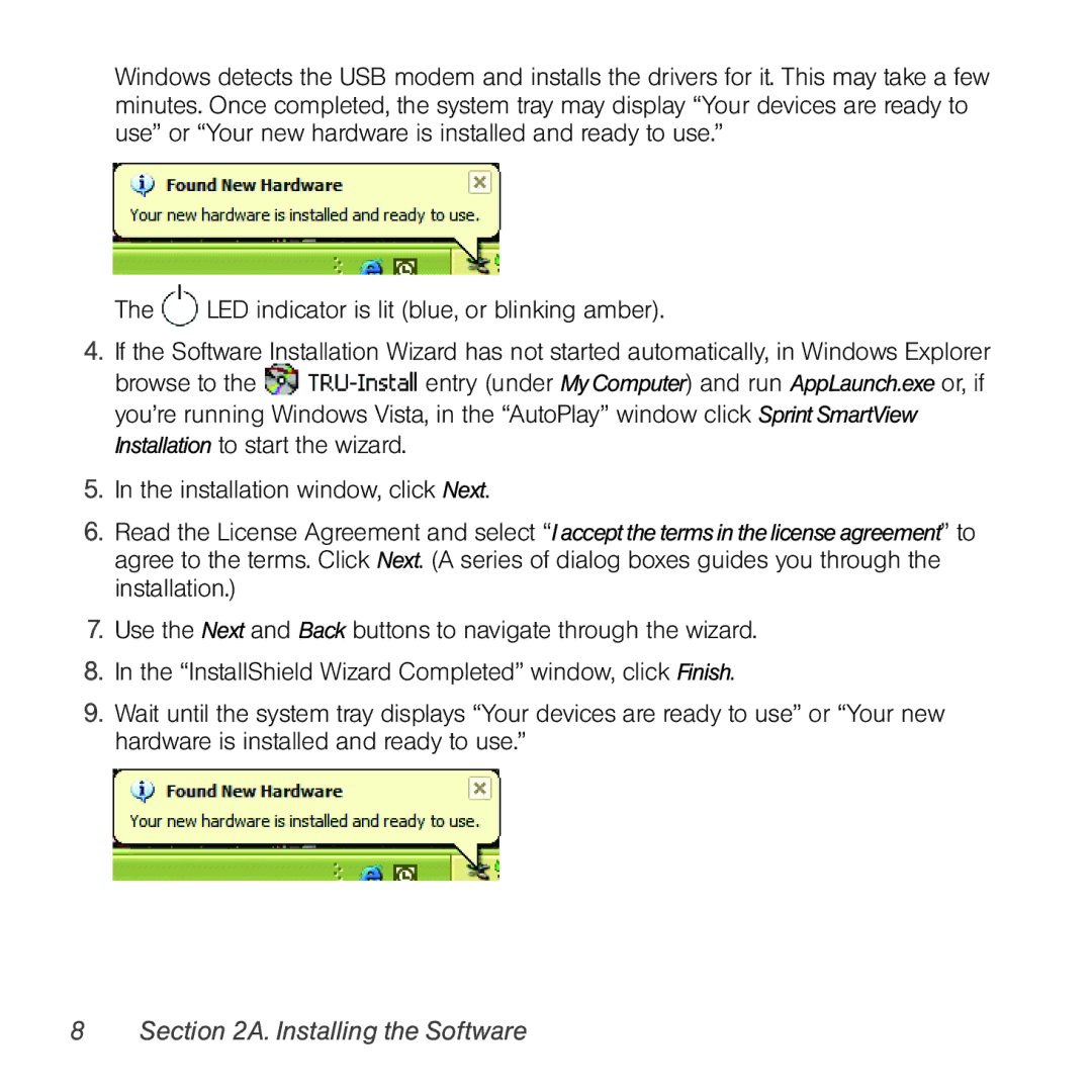 Sprint Nextel Compass 597 manual Installing the Software 