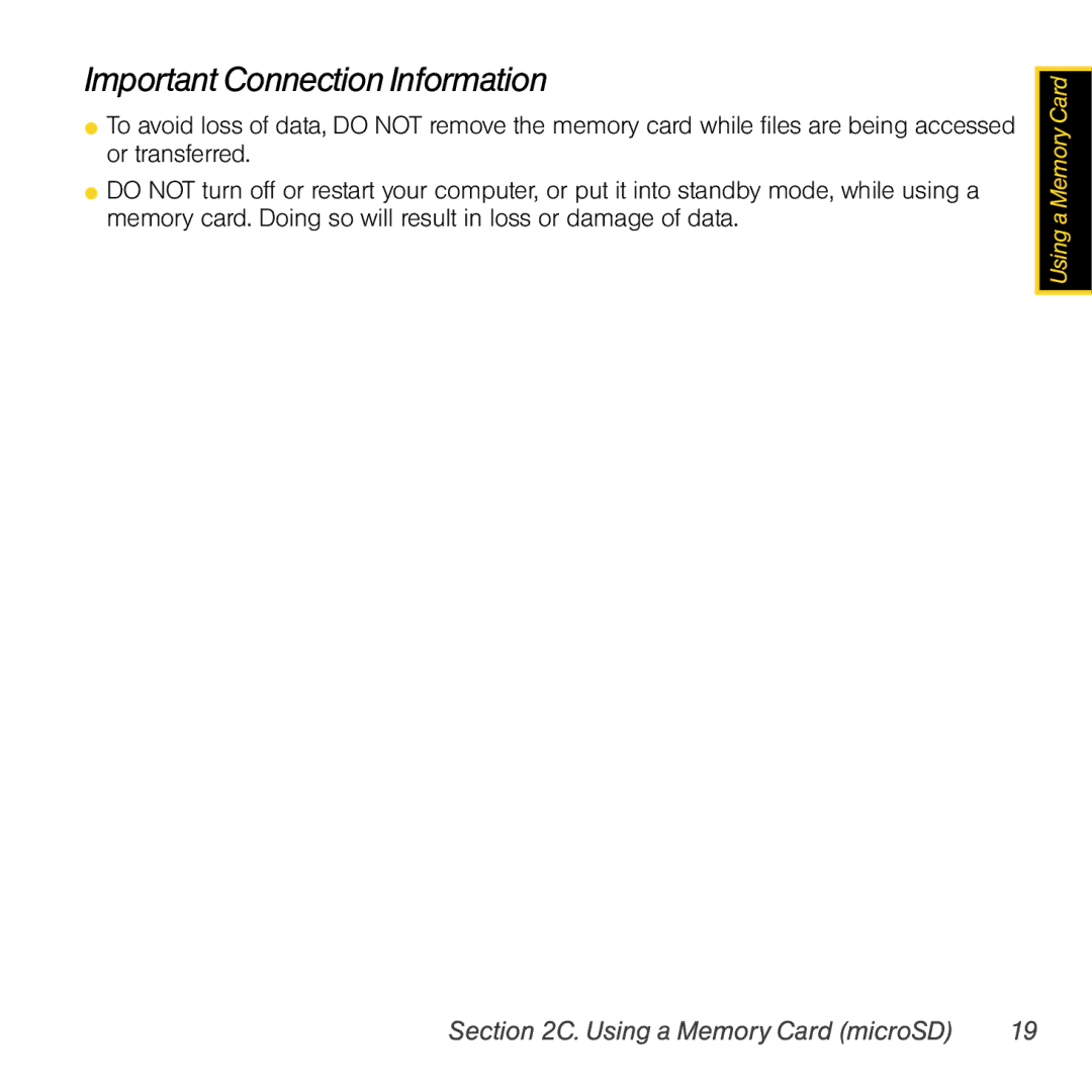 Sprint Nextel Compass 597 manual Important Connection Information 