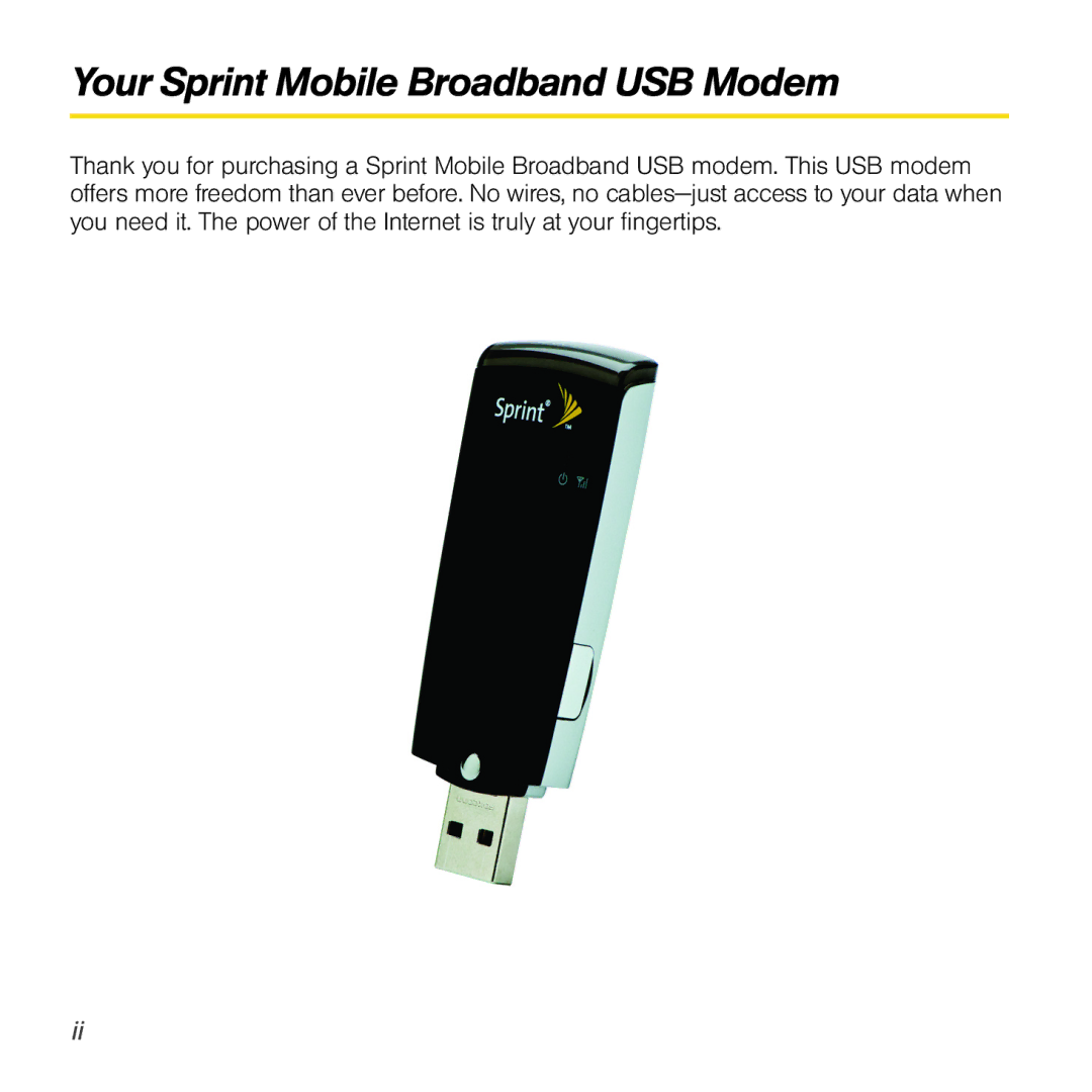 Sprint Nextel Compass 597 manual Your Sprint Mobile Broadband USB Modem 