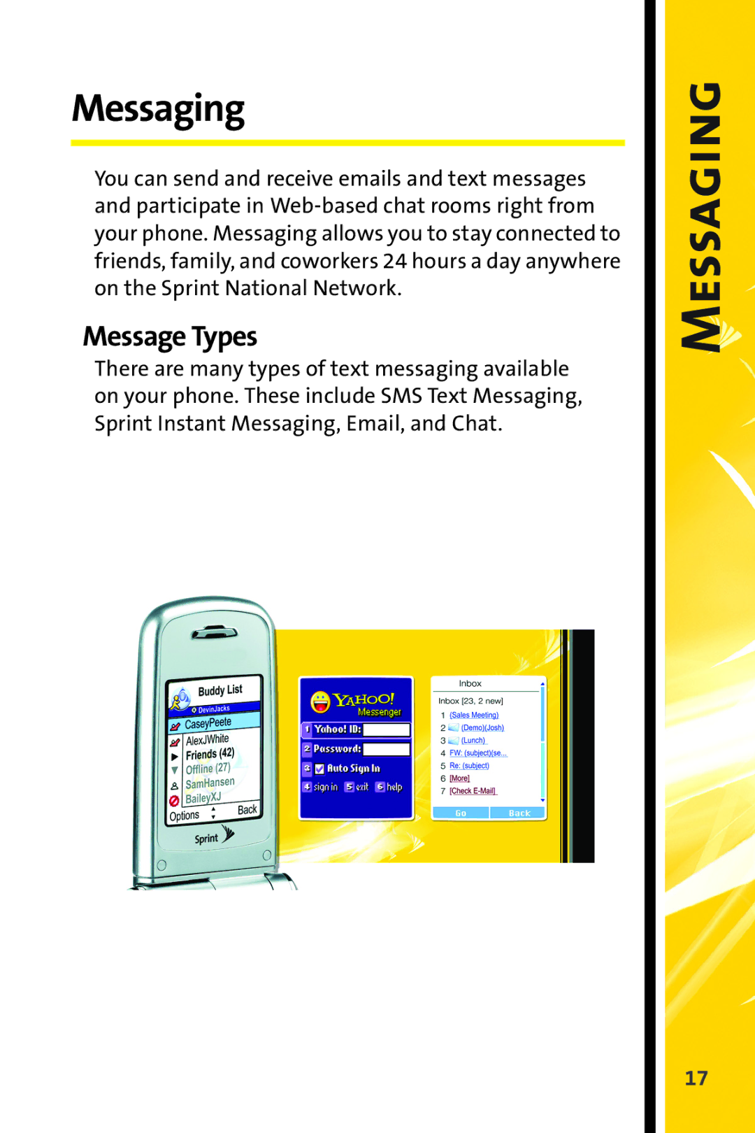 Sprint Nextel CRT Television manual Messaging, Message Types 