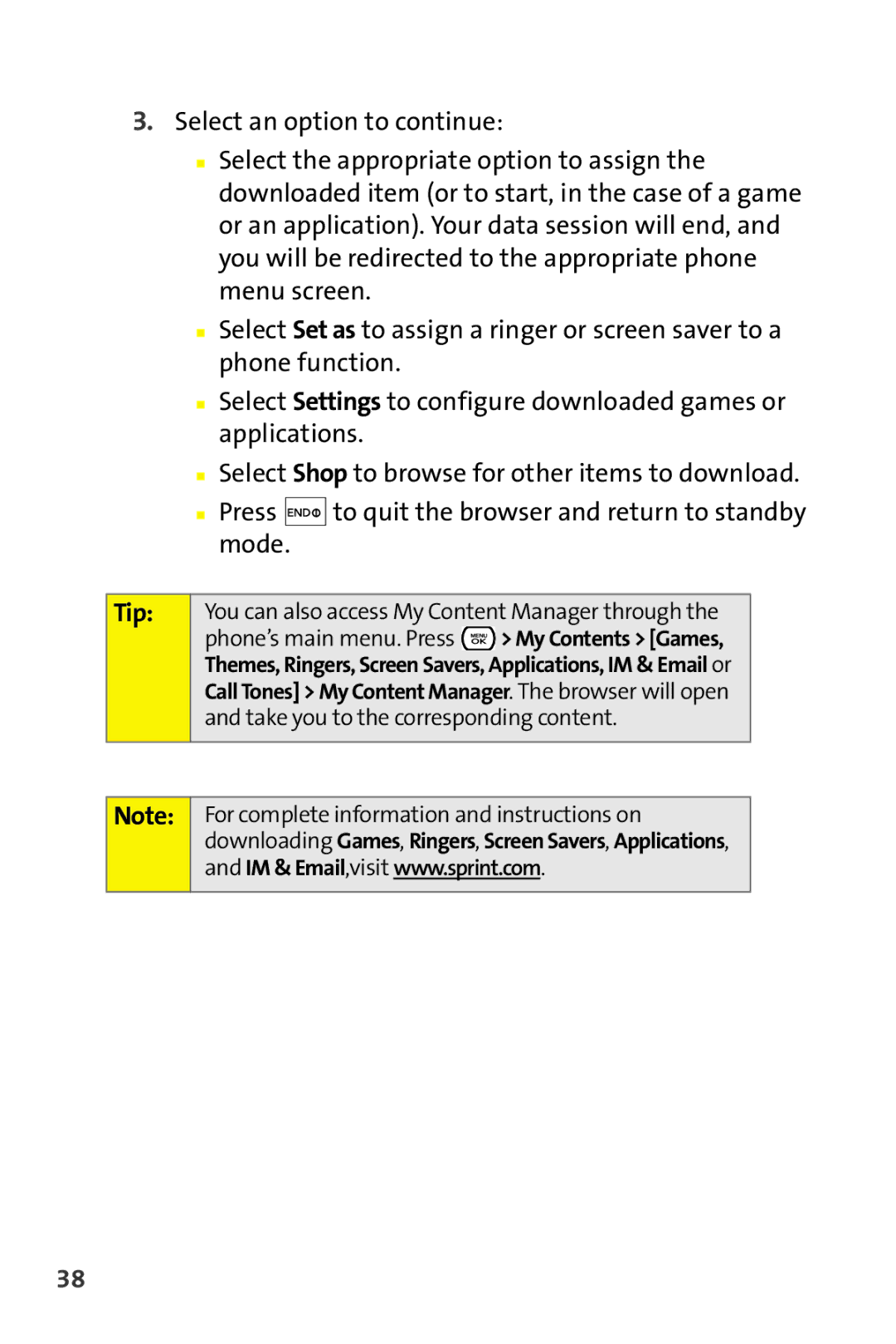 Sprint Nextel CRT Television manual Take you to the corresponding content 