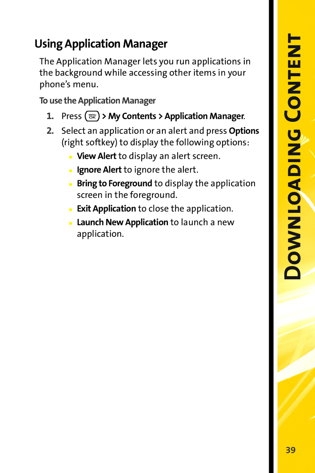 Sprint Nextel CRT Television manual Using Application Manager, To use the Application Manager 