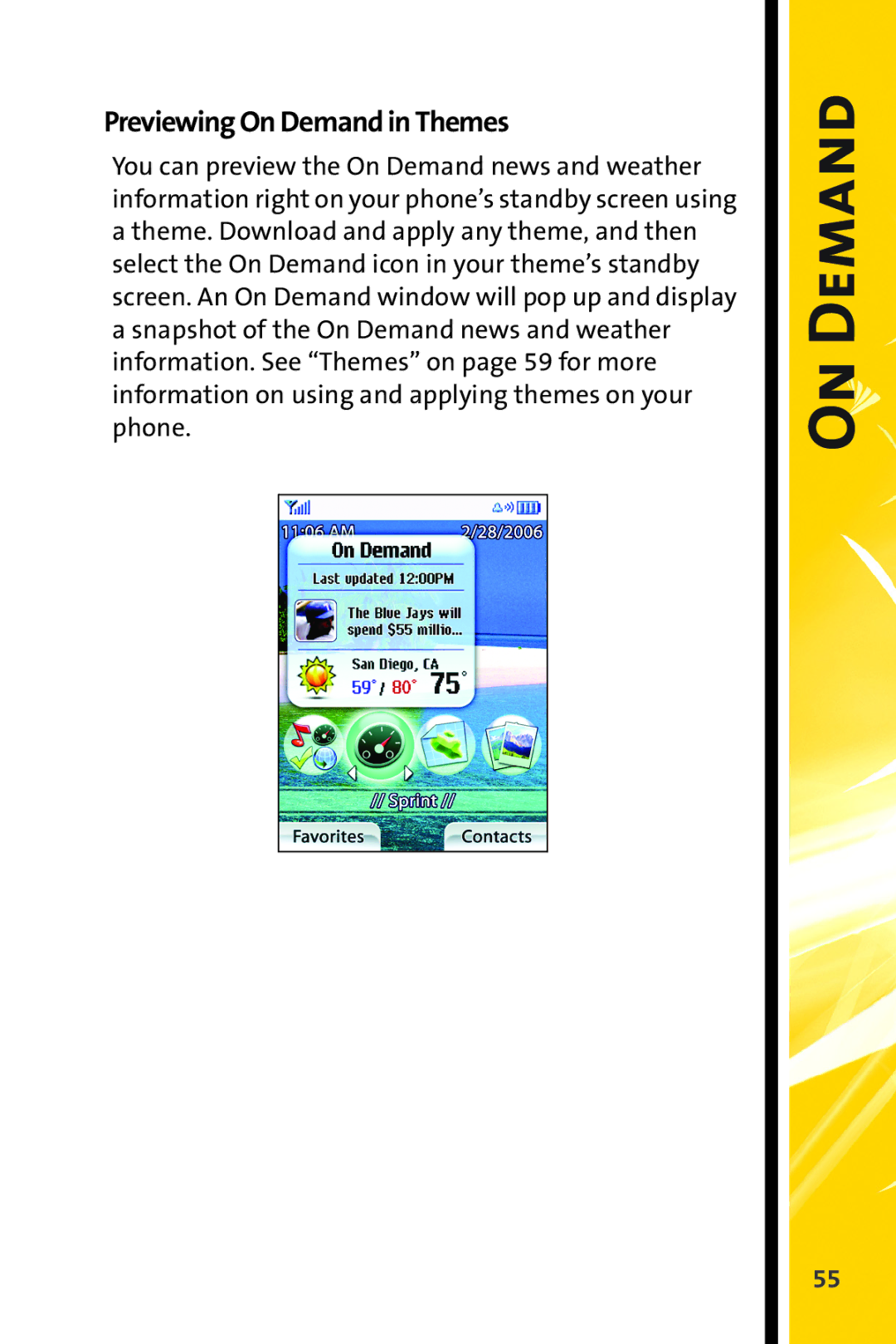 Sprint Nextel CRT Television manual Previewing On Demand in Themes 