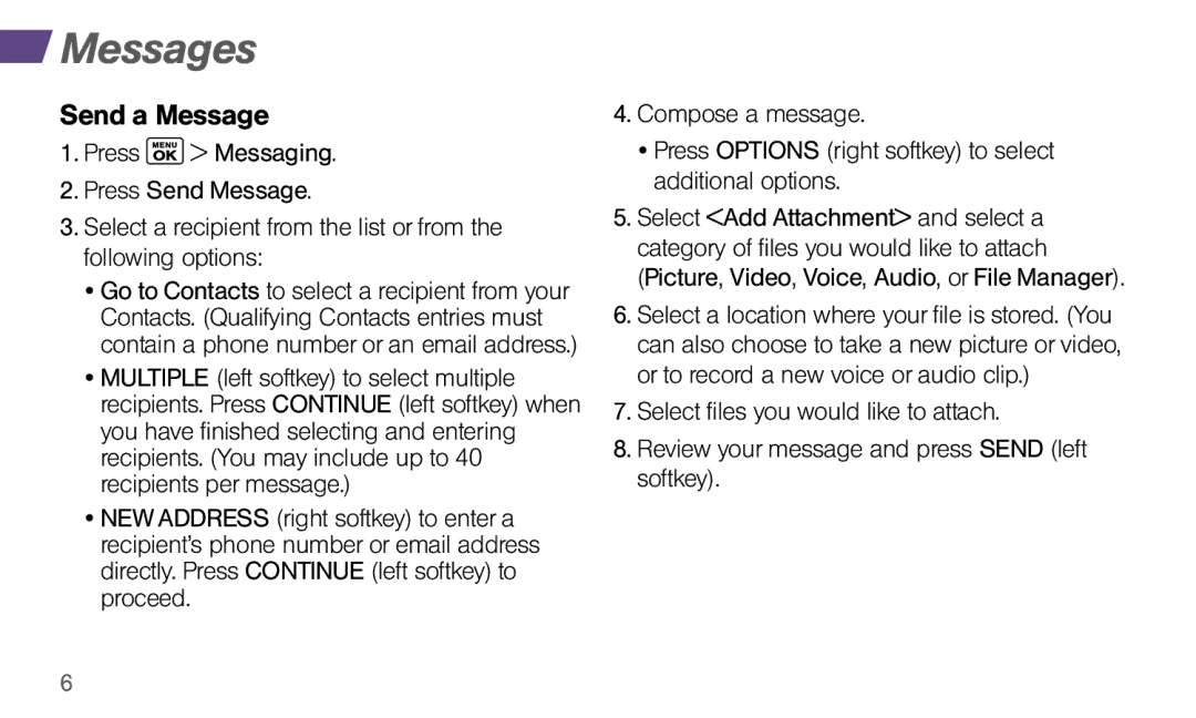 Sprint Nextel Dura XT manual Messages, Send a Message 