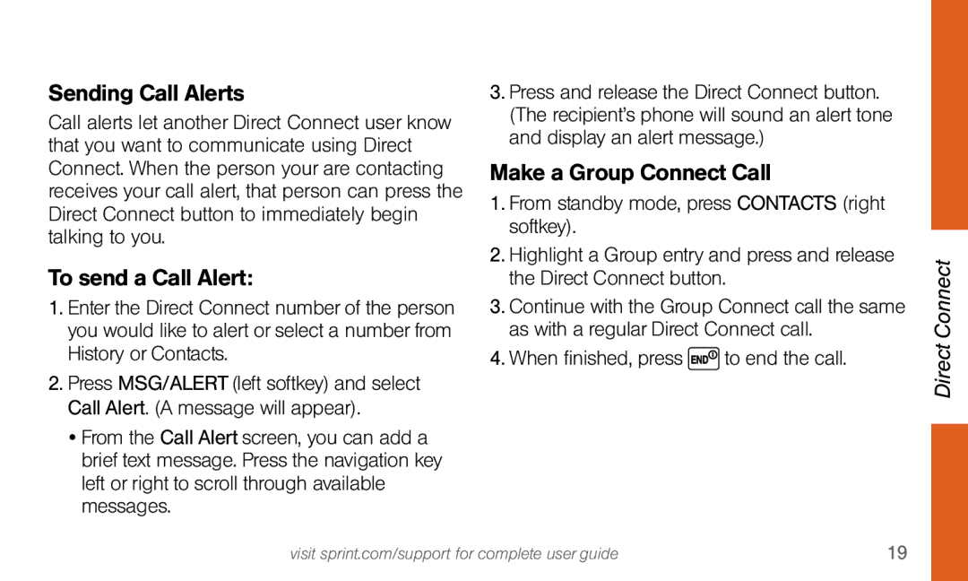 Sprint Nextel Dura XT manual Sending Call Alerts, To send a Call Alert, Make a Group Connect Call 