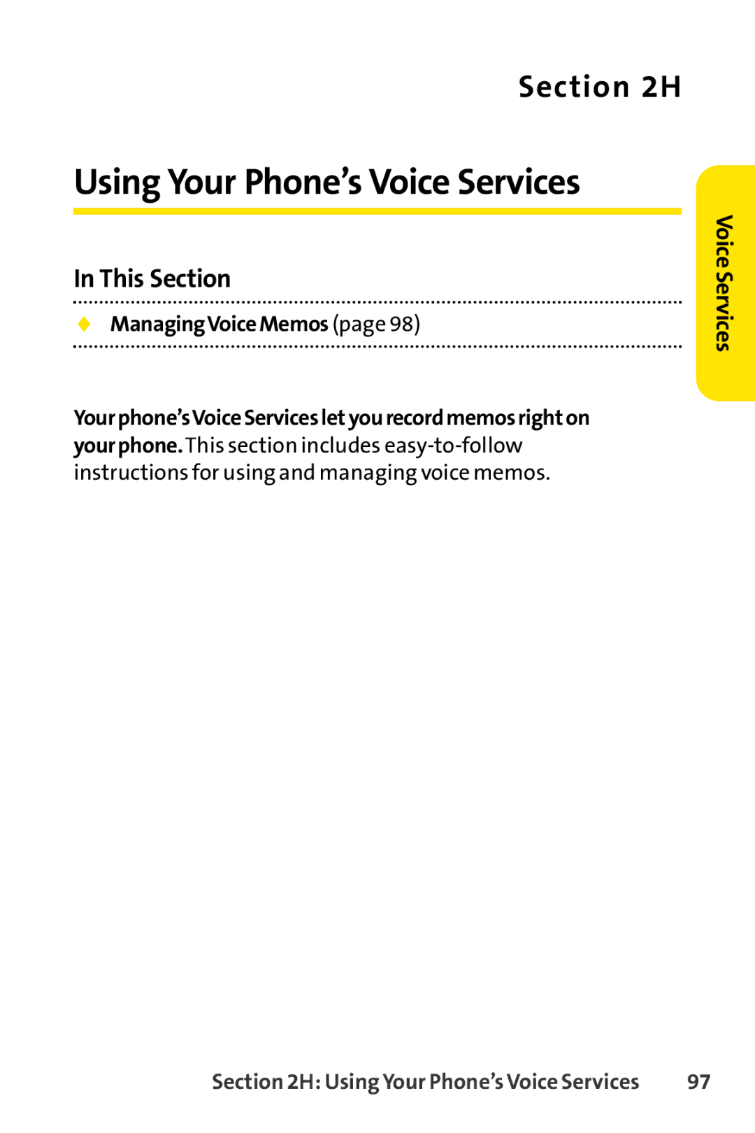 Sprint Nextel H 11/07 manual Using Your Phone’s Voice Services, ManagingVoiceMemos 