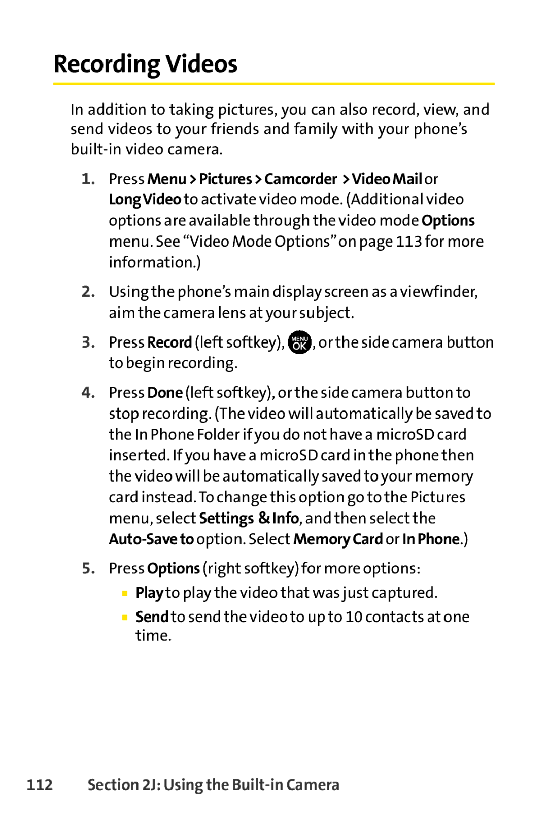 Sprint Nextel H 11/07 manual Recording Videos 