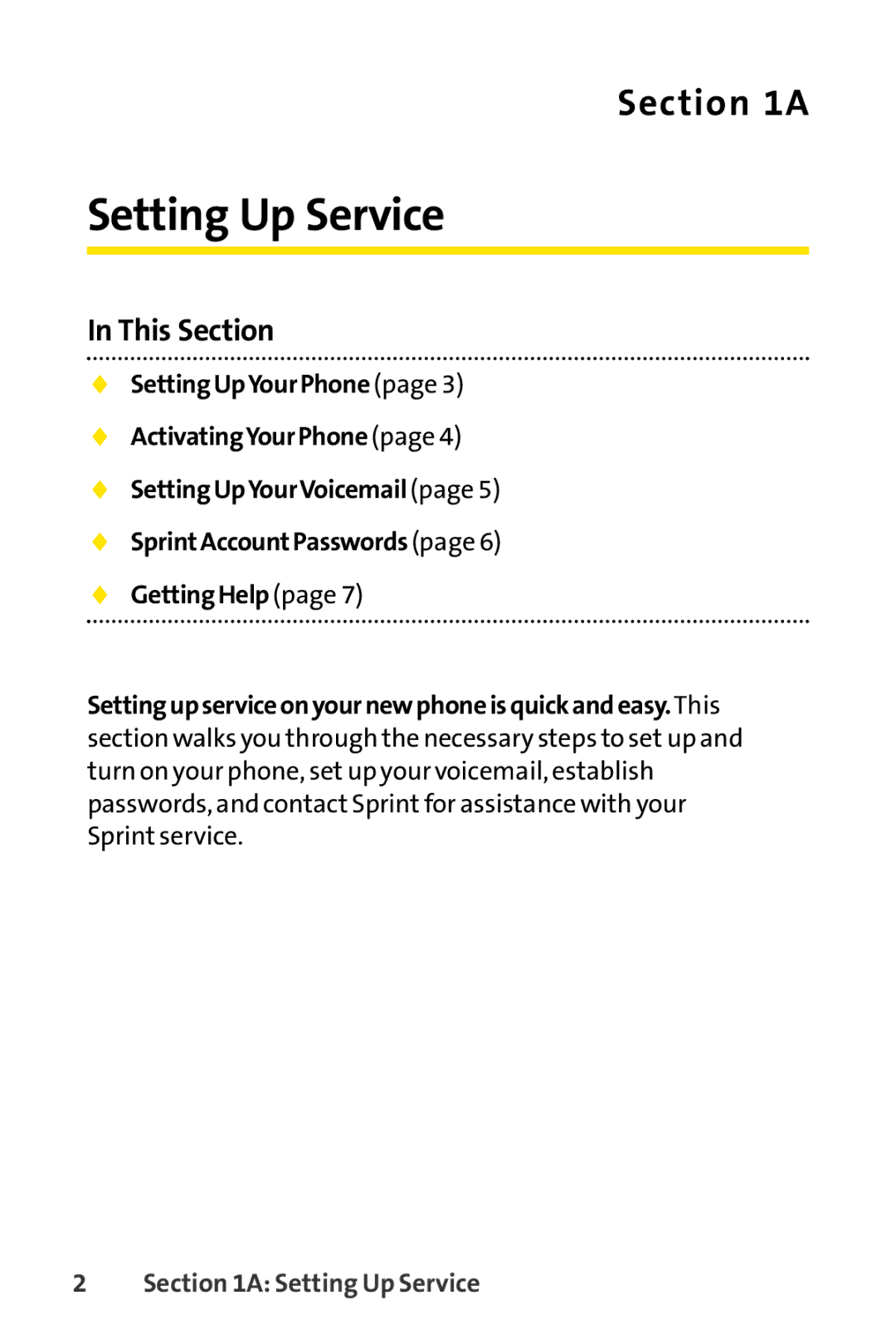 Sprint Nextel H 11/07 manual Setting Up Service, This Section 