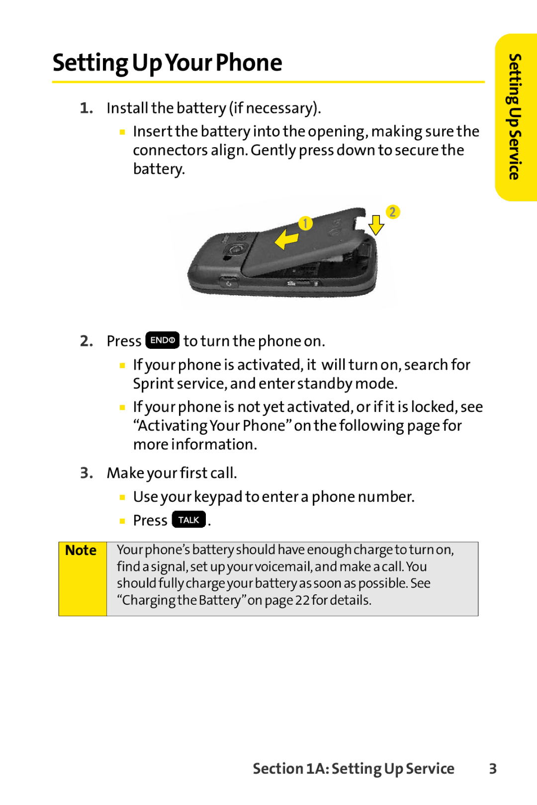 Sprint Nextel H 11/07 manual Setting UpYour Phone 