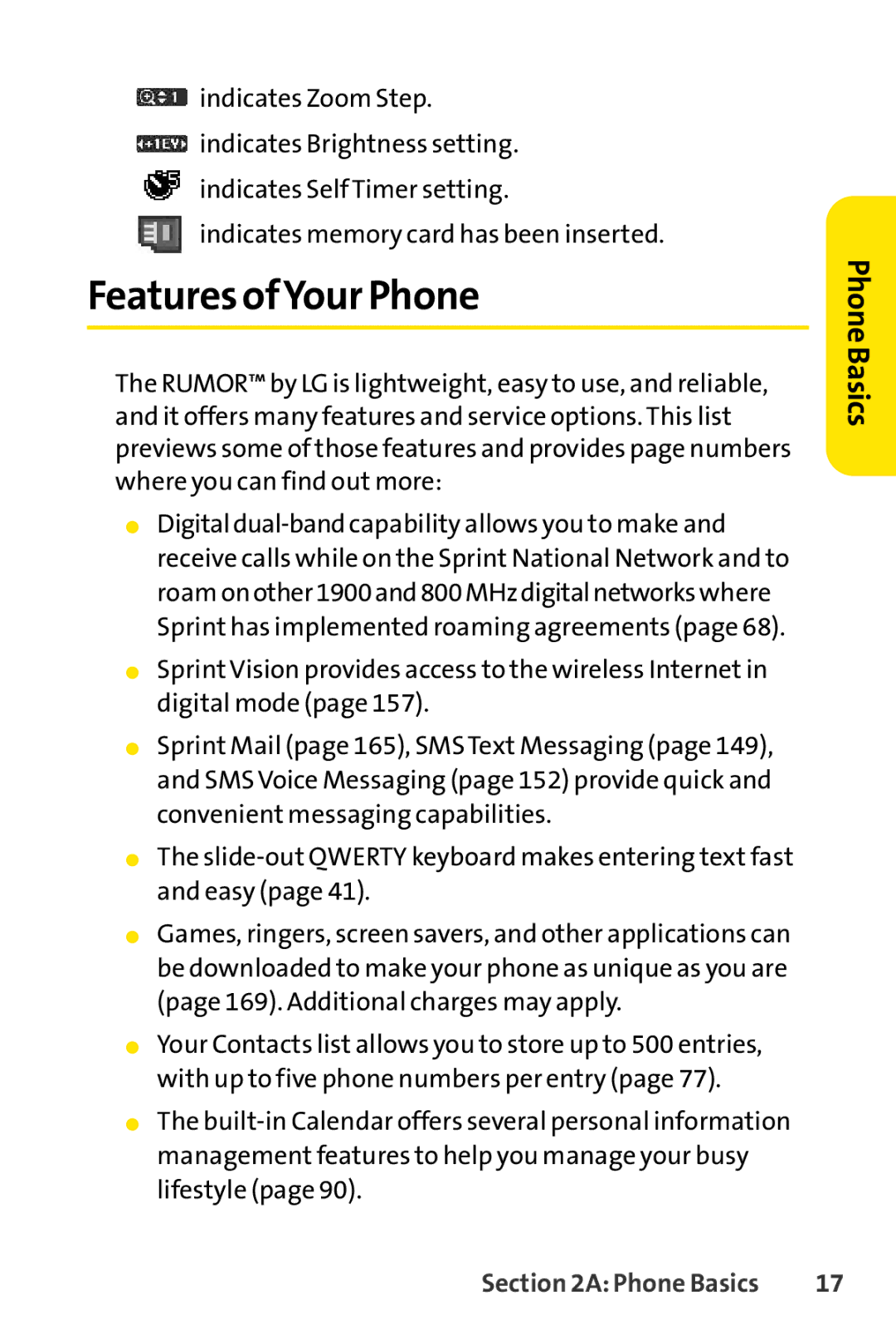 Sprint Nextel H 11/07 manual Features ofYour Phone 