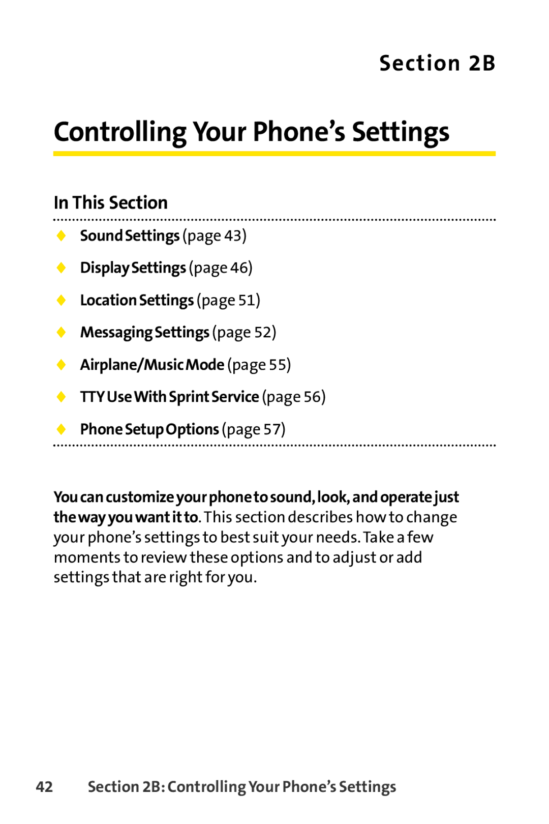 Sprint Nextel H 11/07 manual Controlling Your Phone’s Settings 