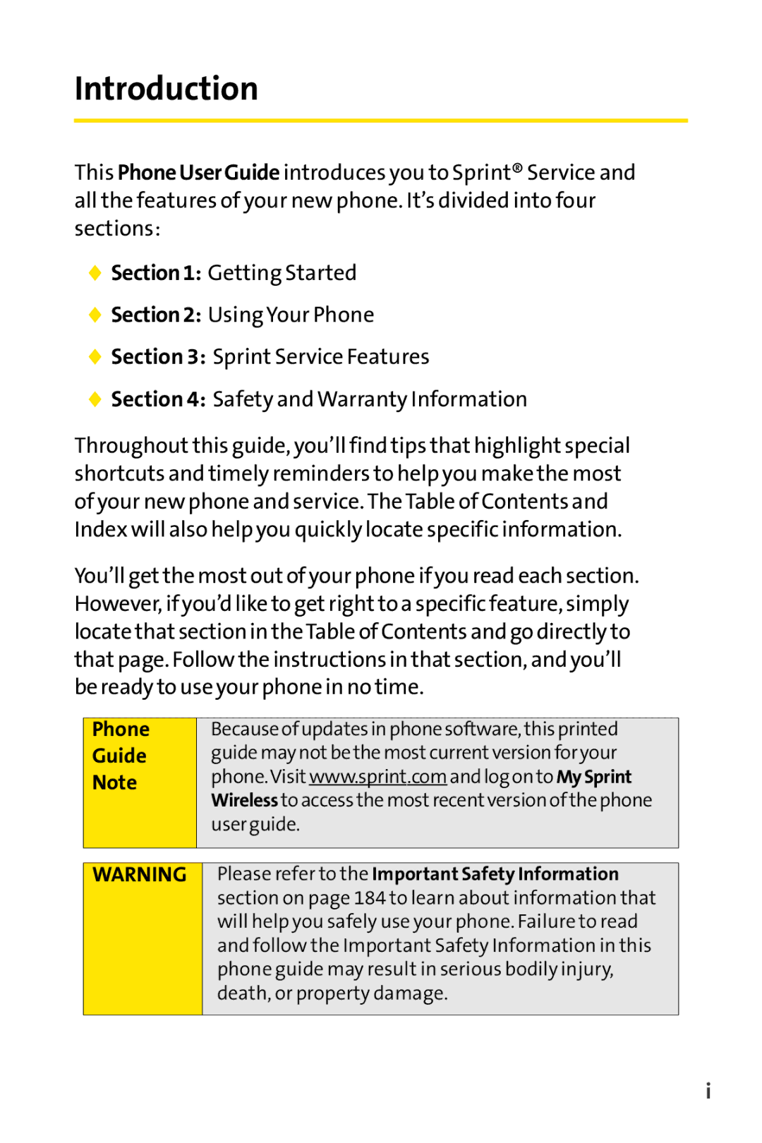 Sprint Nextel H 11/07 manual Introduction, Phone Guide 