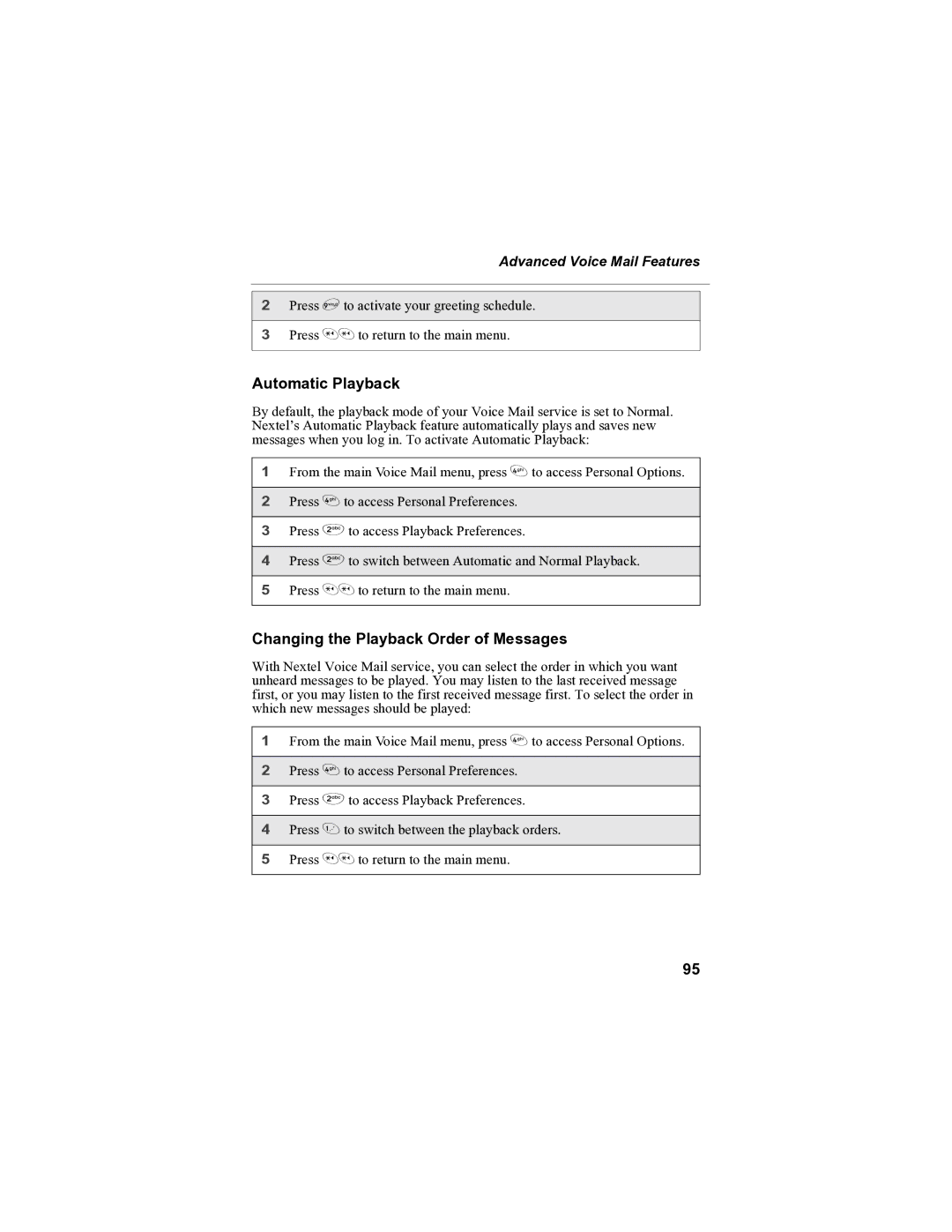 Sprint Nextel i90c manual Automatic Playback, Changing the Playback Order of Messages 
