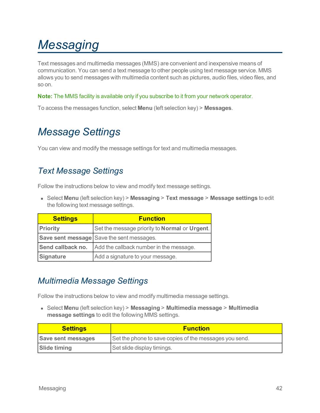 Sprint Nextel IS manual Messaging, Text Message Settings, Multimedia Message Settings 