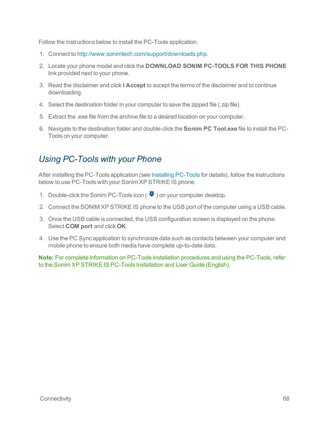 Sprint Nextel IS manual Using PC-Tools with your Phone 