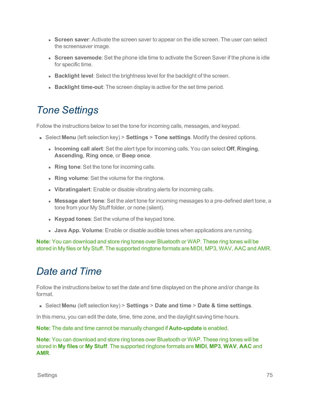 Sprint Nextel IS manual Tone Settings, Date and Time 