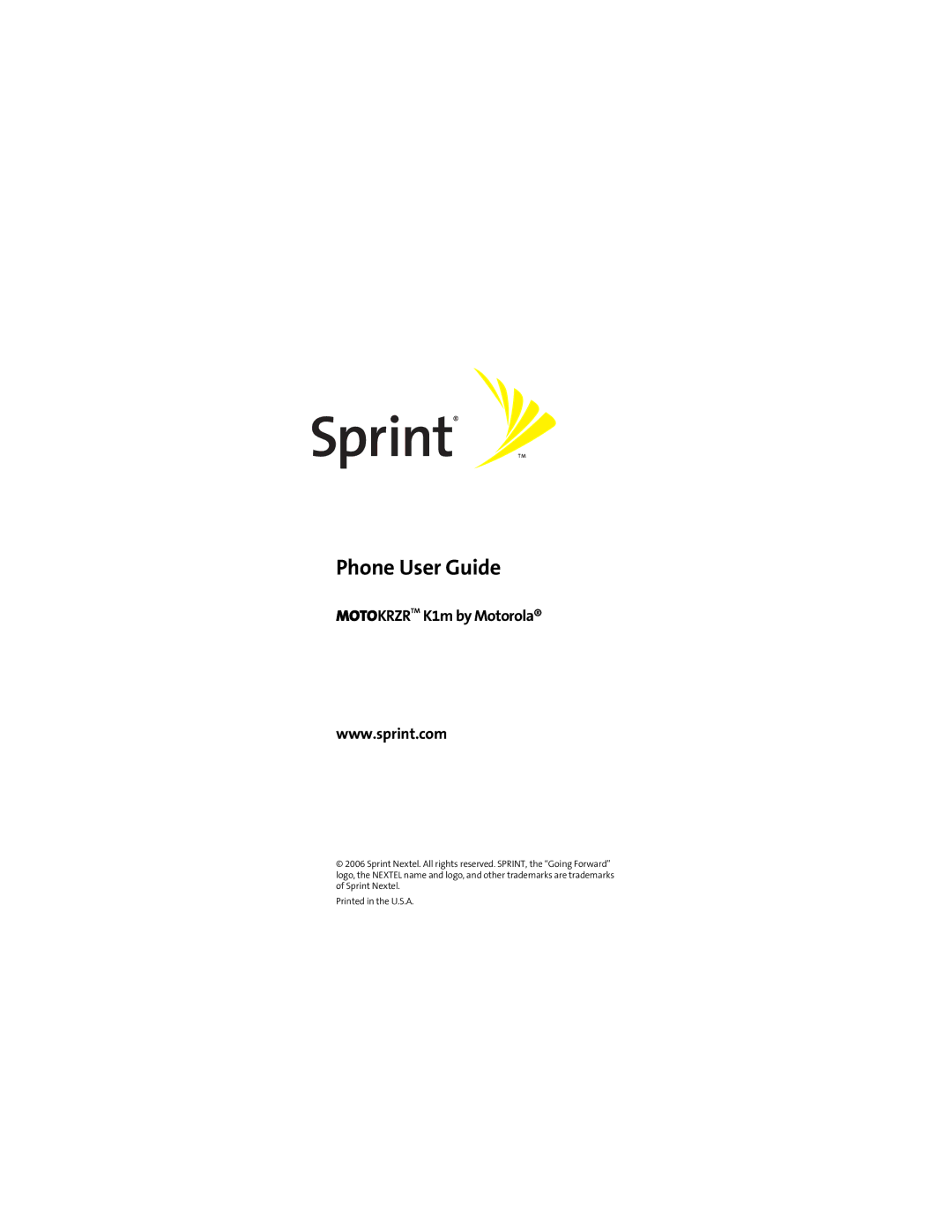 Sprint Nextel K1M manual Phone User Guide, Motokrzrtm K1m by Motorola 