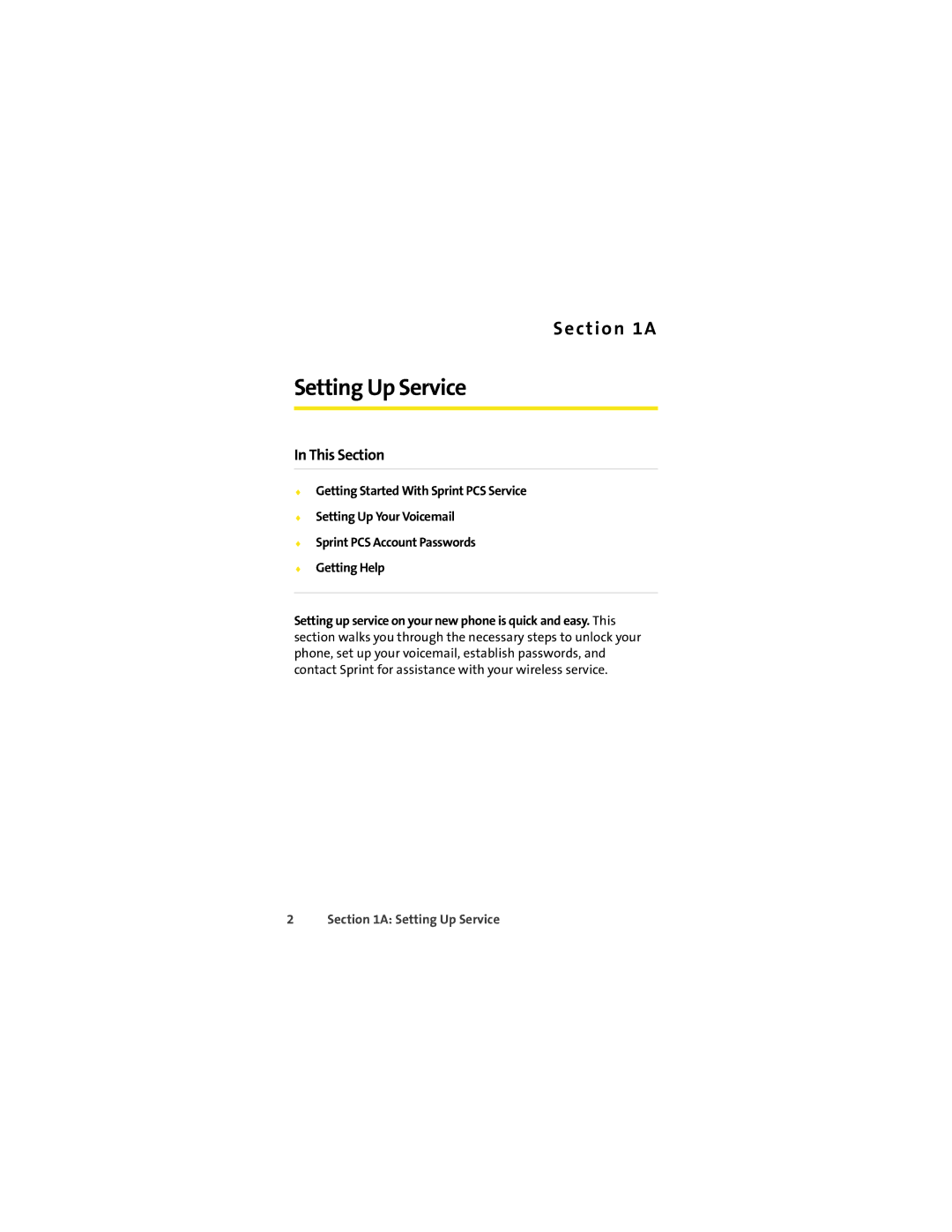 Sprint Nextel K1M manual Setting Up Service, This Section 