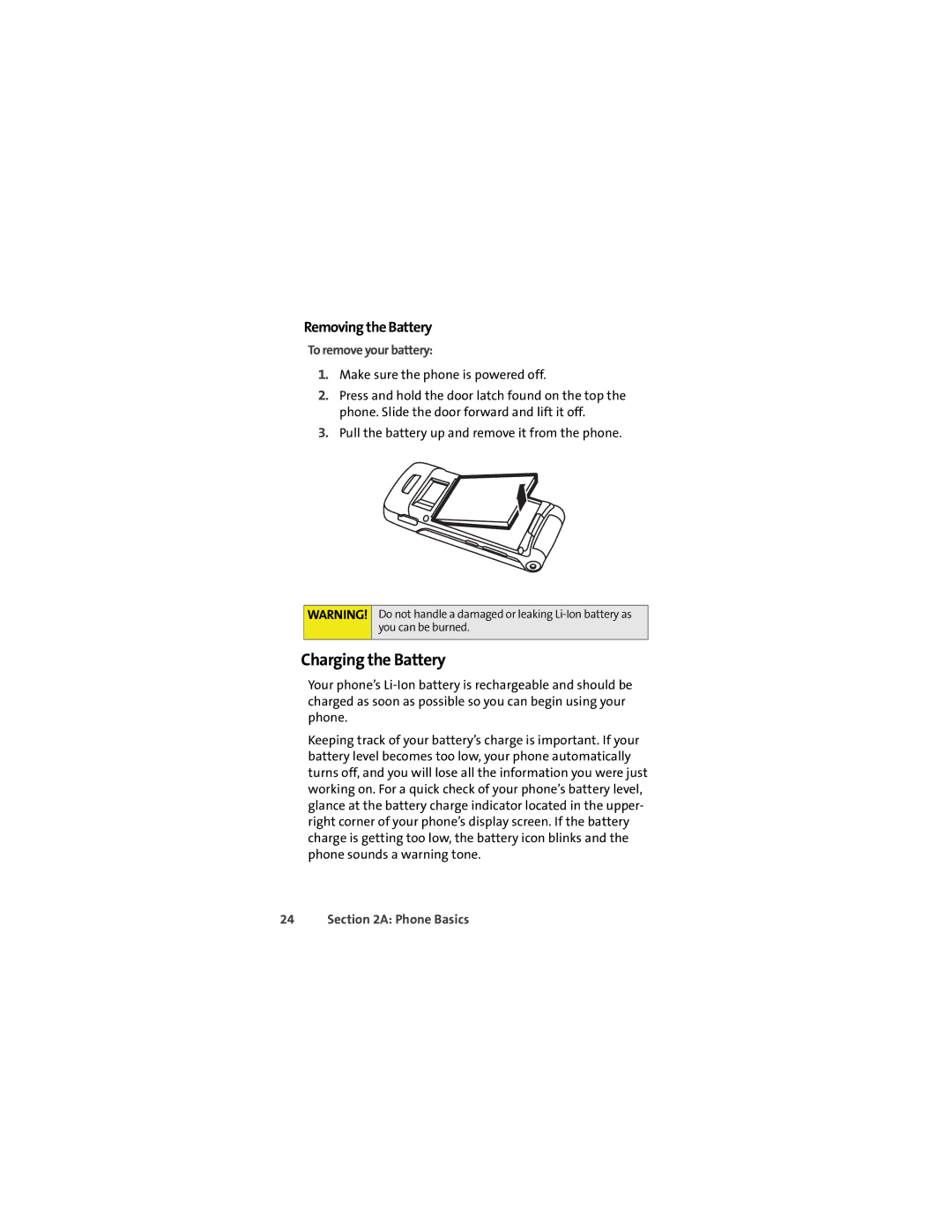 Sprint Nextel K1M manual Charging the Battery, Removing the Battery, To remove your battery 