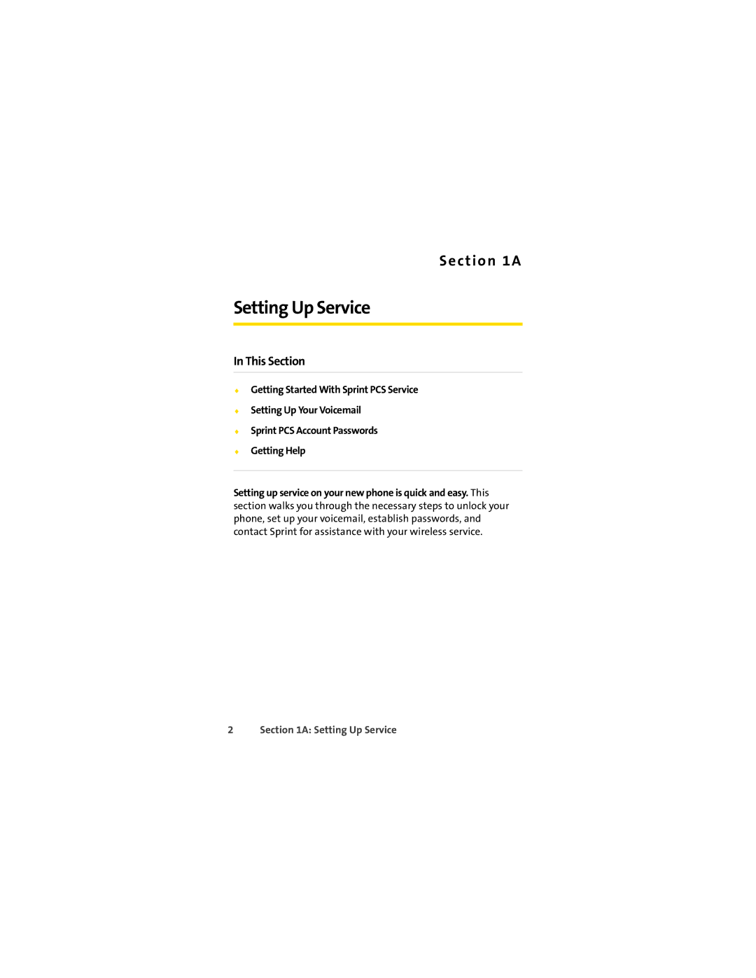 Sprint Nextel L7C manual This Section, Setting Up Service 