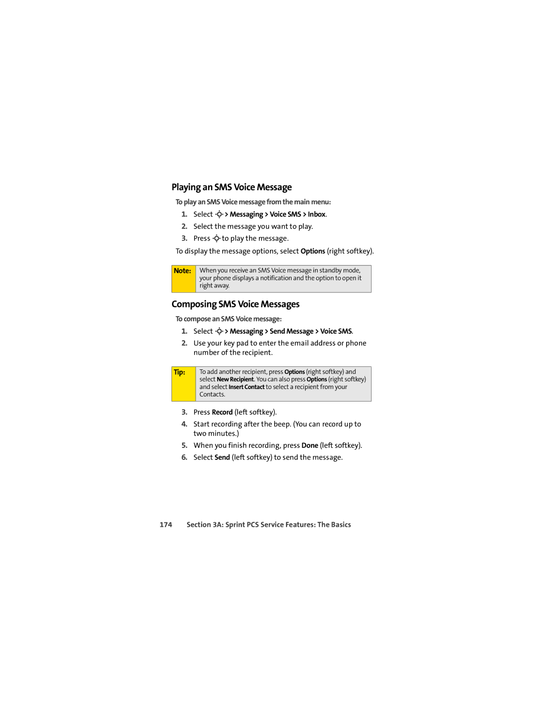 Sprint Nextel L7C manual Playing an SMS Voice Message, Composing SMS Voice Messages, To compose an SMS Voice message 